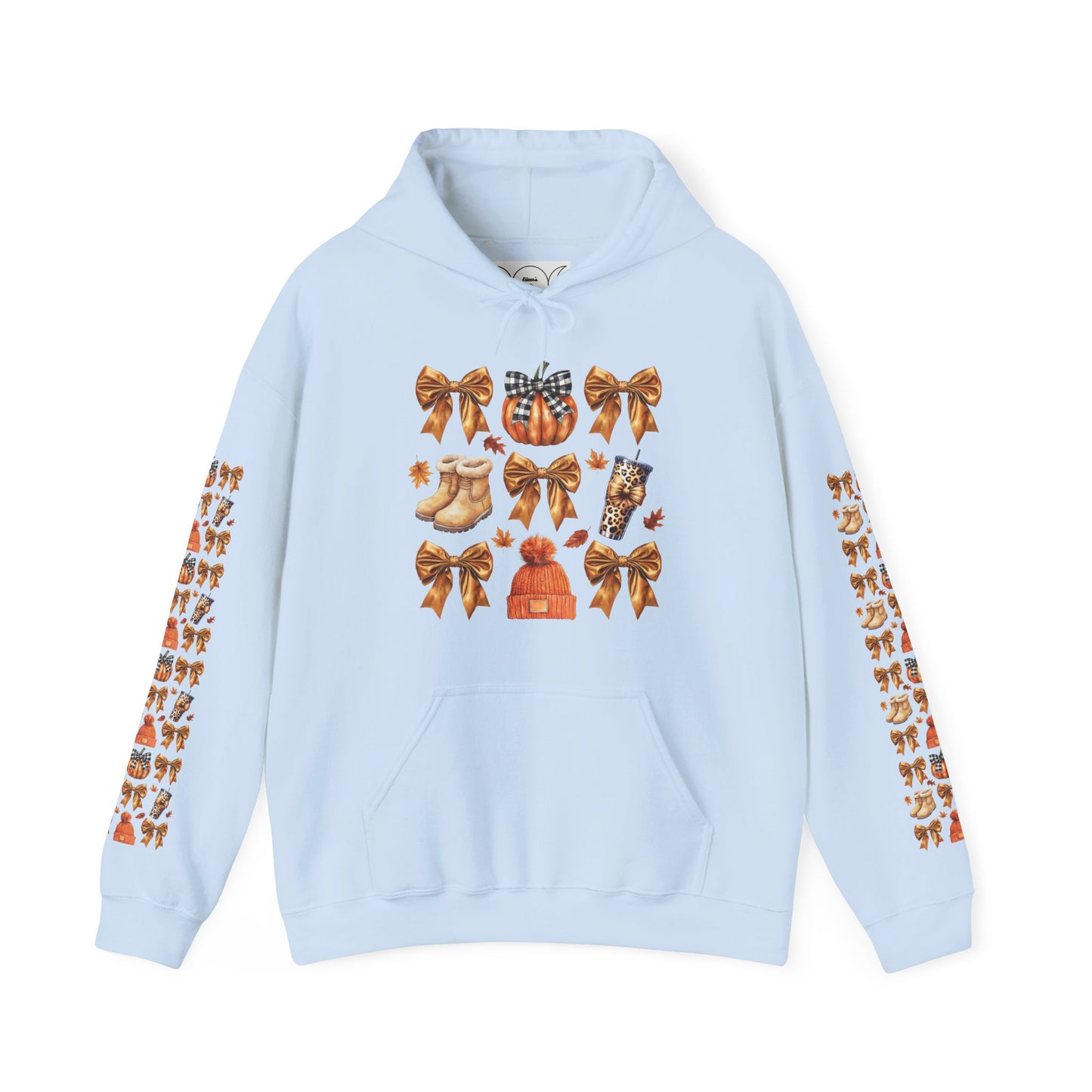 Fall and bows ,  Unisex Heavy Blend™ Hooded Sweatshirt (sleeve arm design)