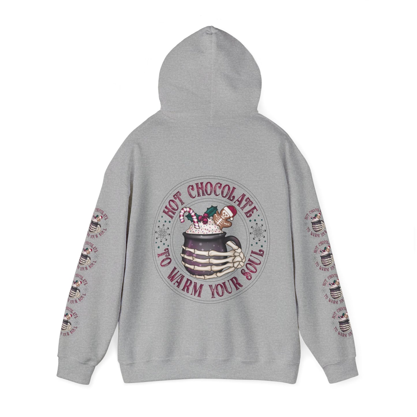 Hot chocolate to warm up my soul,  Unisex Heavy Blend™ Hooded Sweatshirt (side arm design)