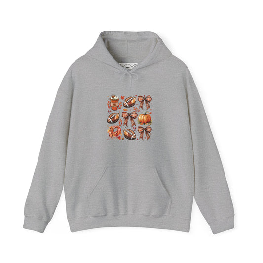 Football and bows ,  Unisex Heavy Blend™ Hooded Sweatshirt (no sleeve arm design)