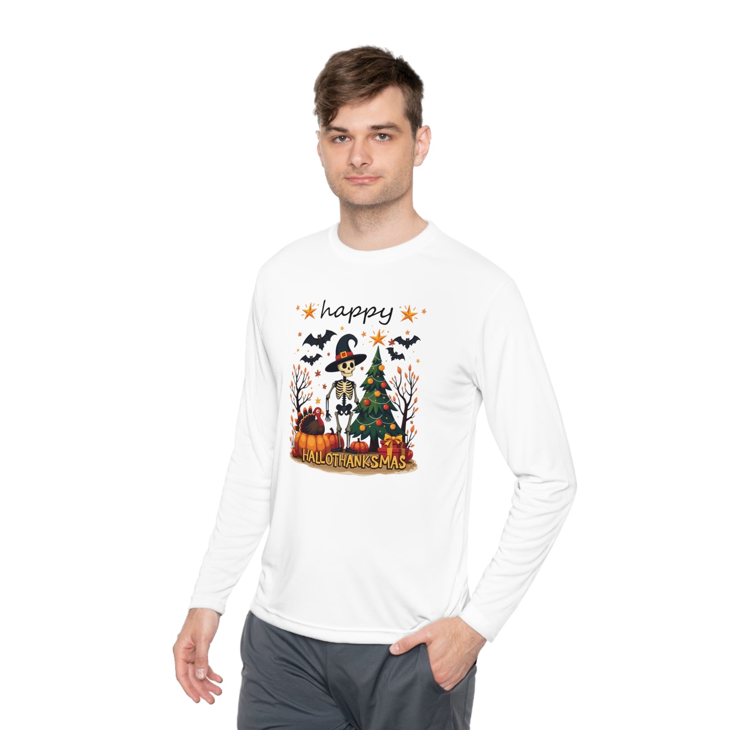 Happy hellothanksmas,  Unisex Lightweight Long Sleeve Tee