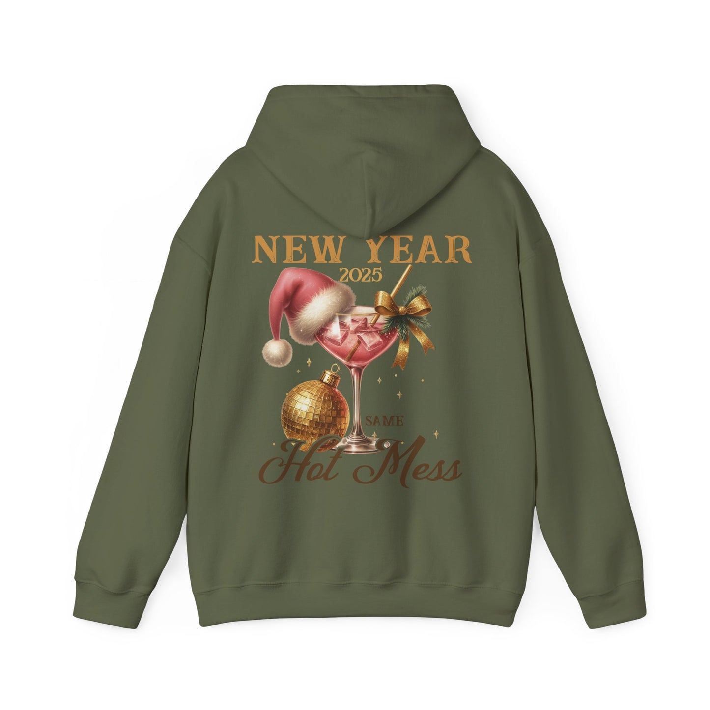 New year, same hot mess, Unisex Heavy Blend™ Hooded Sweatshirt (no sleeve arm design)