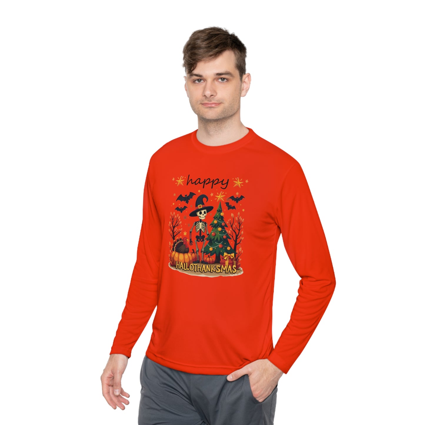 Happy hellothanksmas,  Unisex Lightweight Long Sleeve Tee