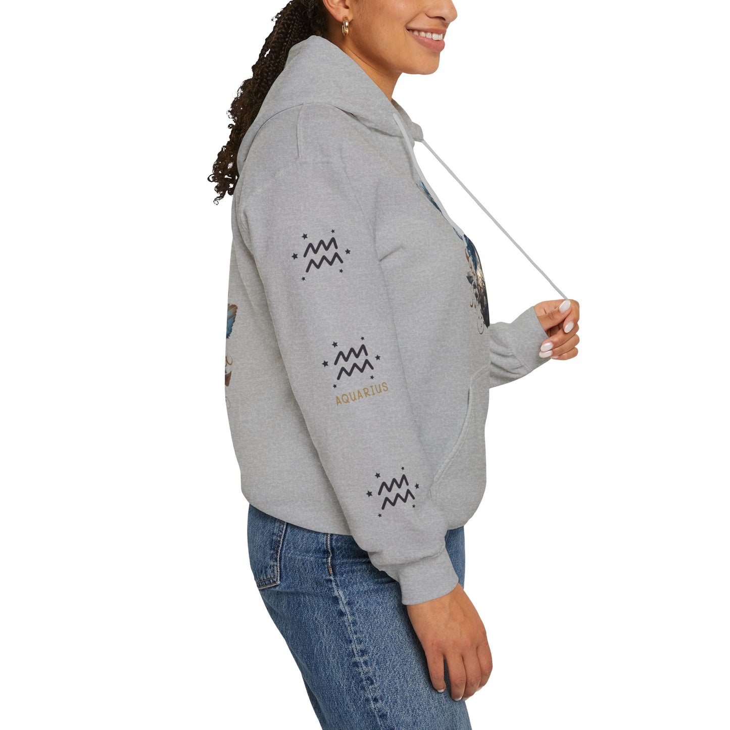 Aquarius, Unisex Heavy Blend™ Hooded Sweatshirt (no side arm design)