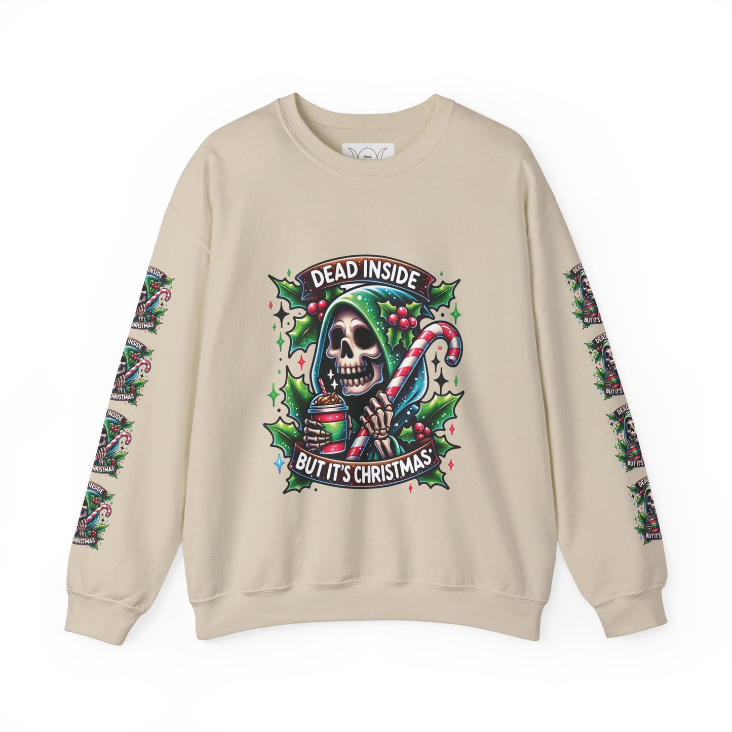 Dead inside but it’s Christmas, ™ Crewneck Sweatshirt ( sleeve design )