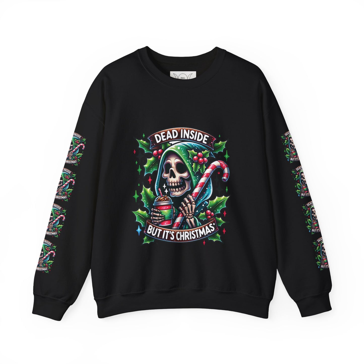 Dead inside but it’s Christmas, ™ Crewneck Sweatshirt ( sleeve design )