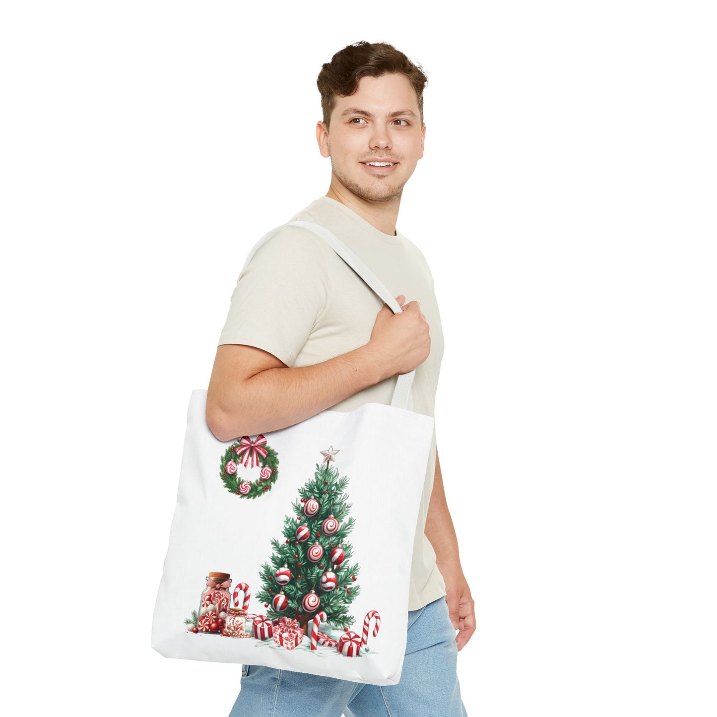 Peppermint Christmas, Tote Bag (AOP)