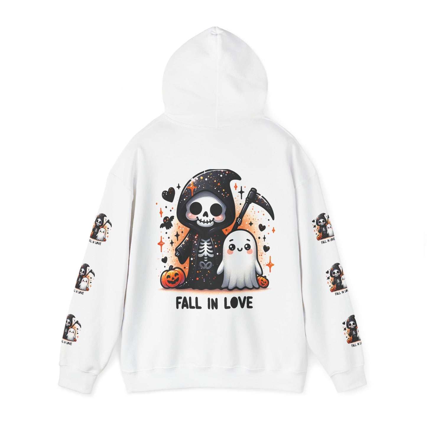 Fall in love,  Unisex Heavy Blend™ Hooded Sweatshirt (side arm design)