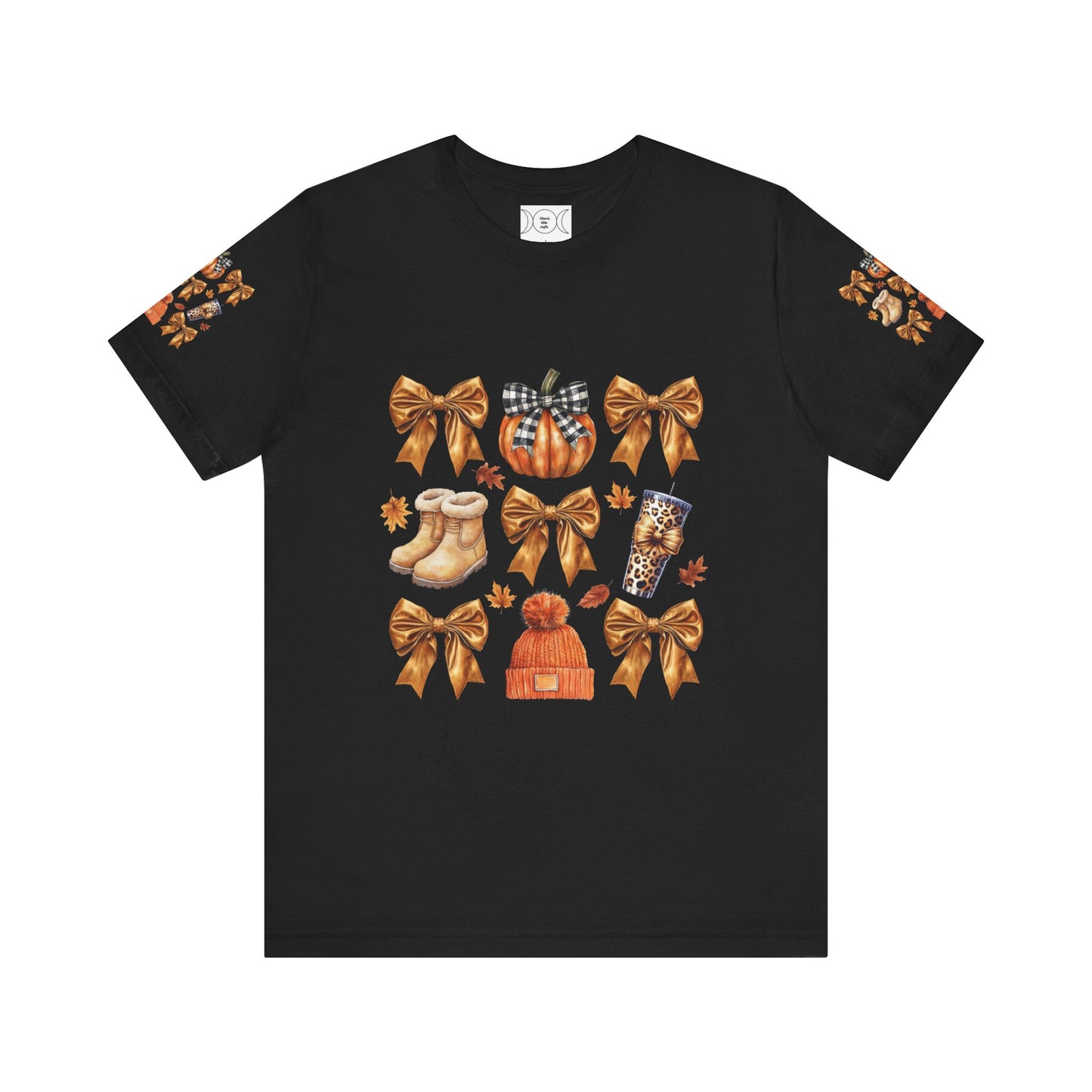 Fall and bows , Unisex Jersey Short Sleeve Tee (sleeve design)