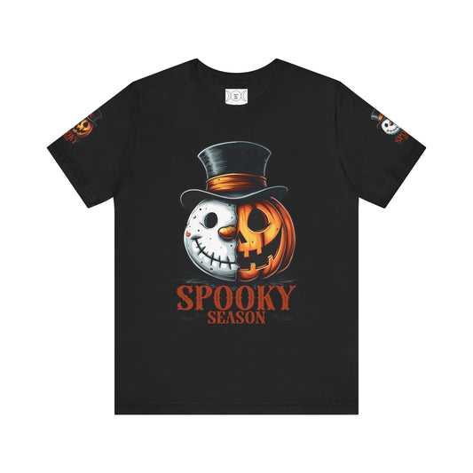 Spooky season , Unisex Jersey Short Sleeve Tee (sleeve design)