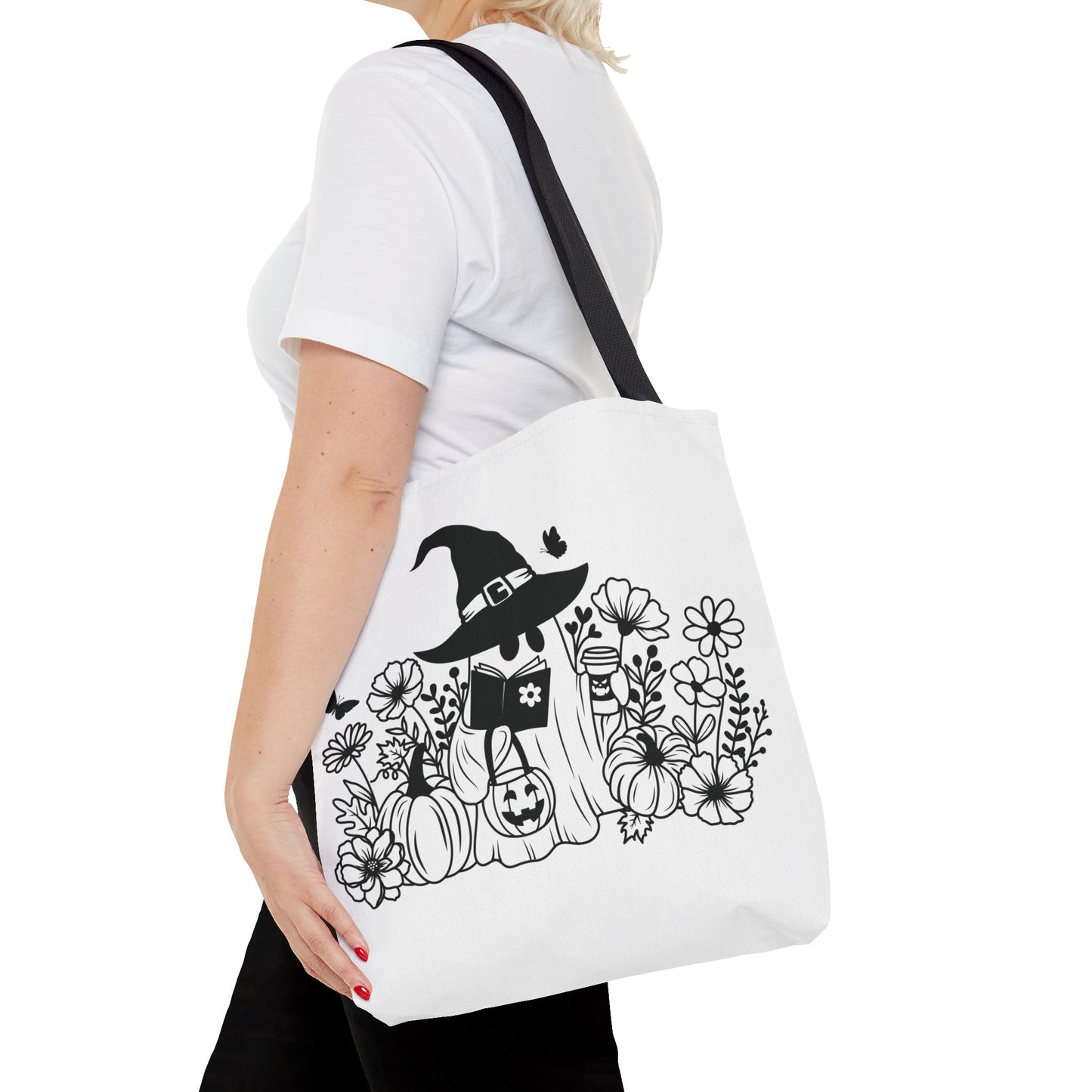 Cozy boo reading, Tote Bag (AOP)