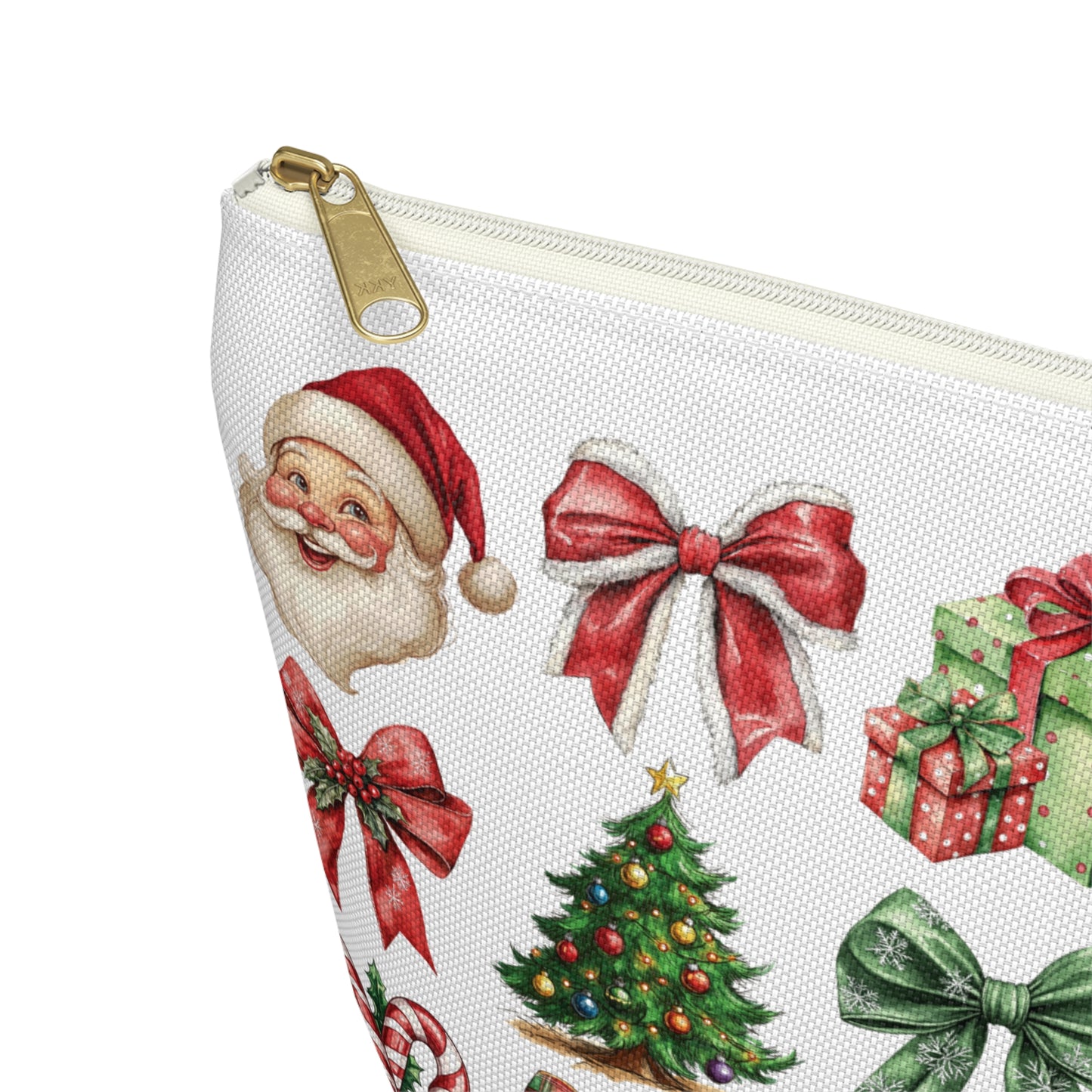 Christmas Football and bows,  Accessory Pouch w T-bottoms