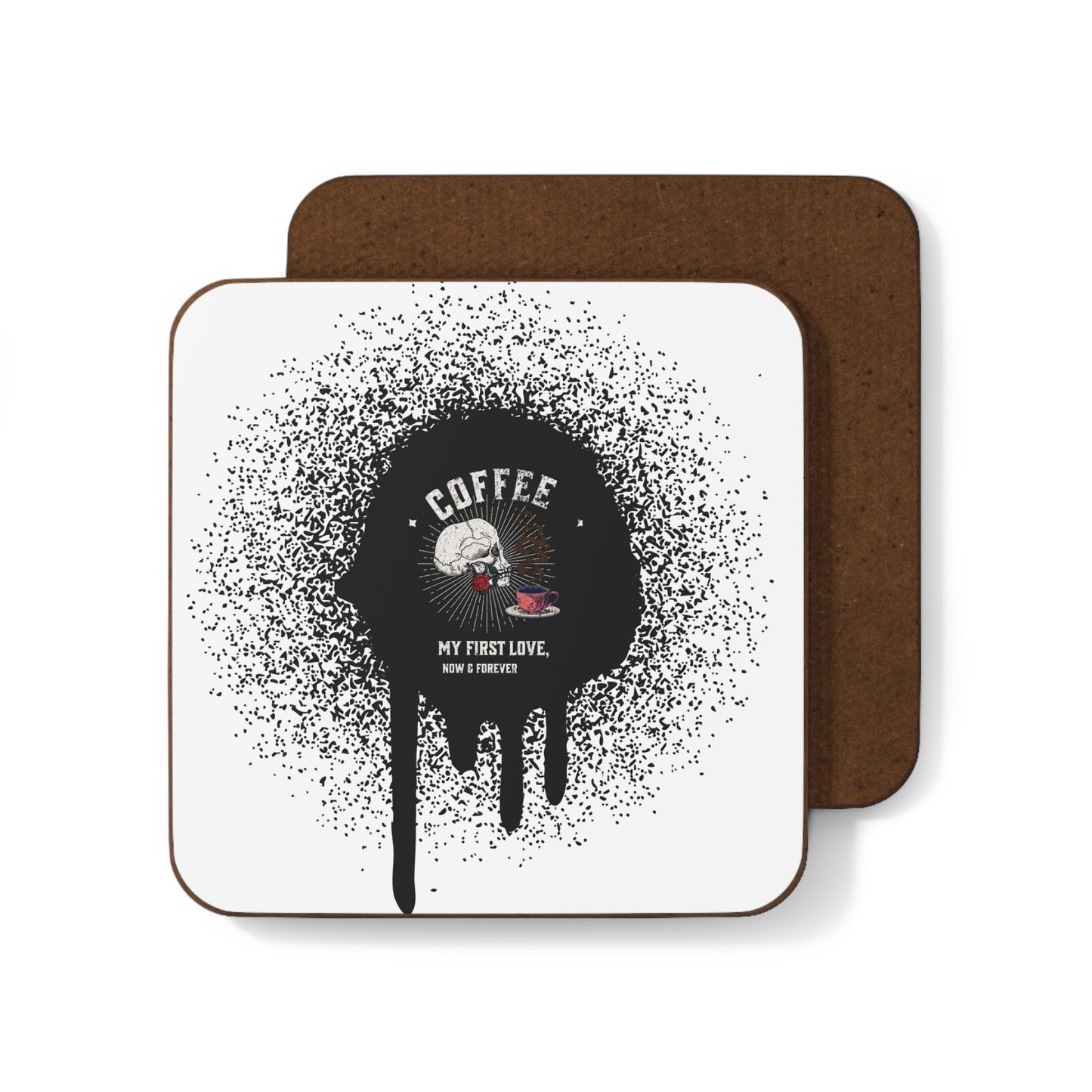 Coffee my first love now & forever Hardboard Back Coaster