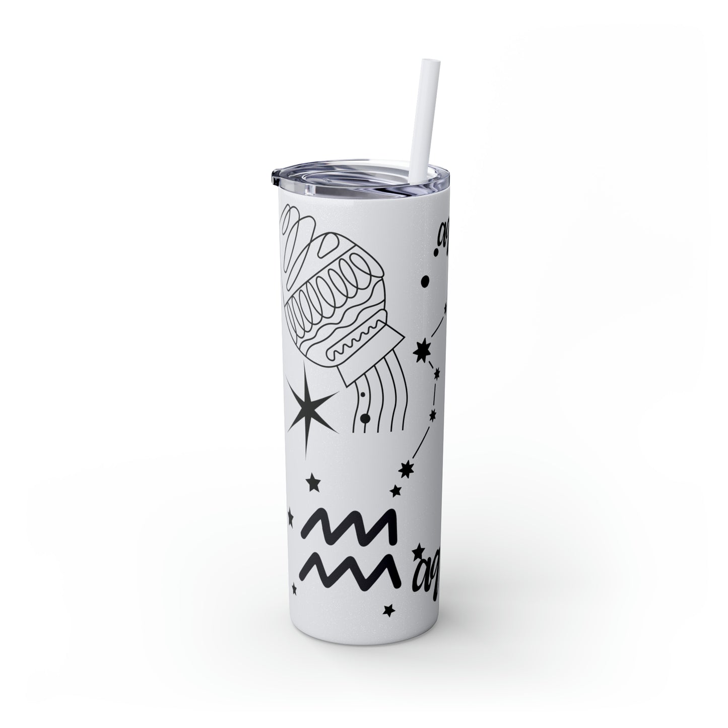 Aquarius, Skinny Tumbler with Straw, 20oz