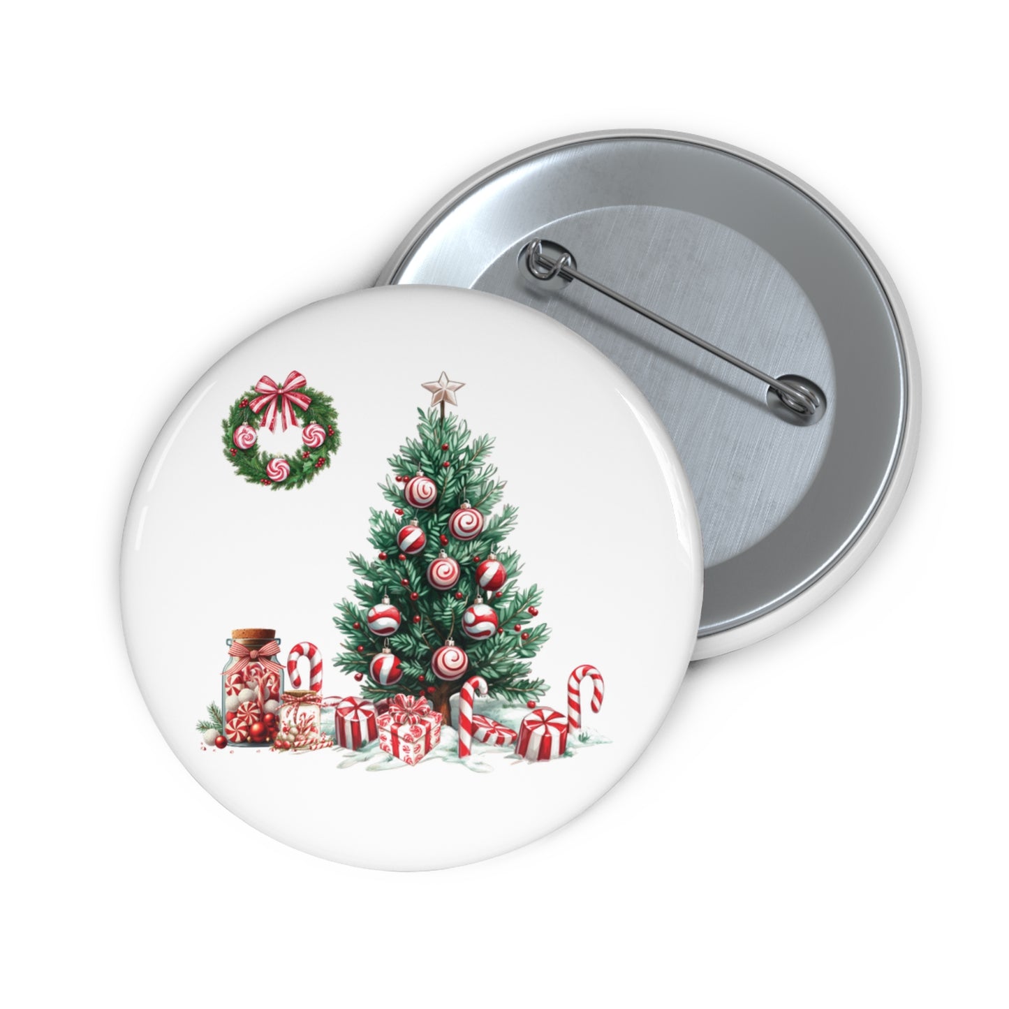 Peppermint Christmas , Custom Pin Buttons