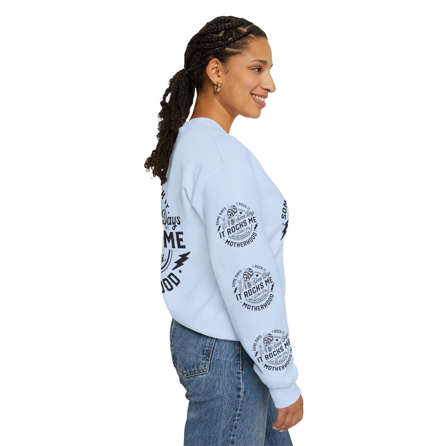 Rocking motherhood, ™ Crewneck Sweatshirt ( side arm design)