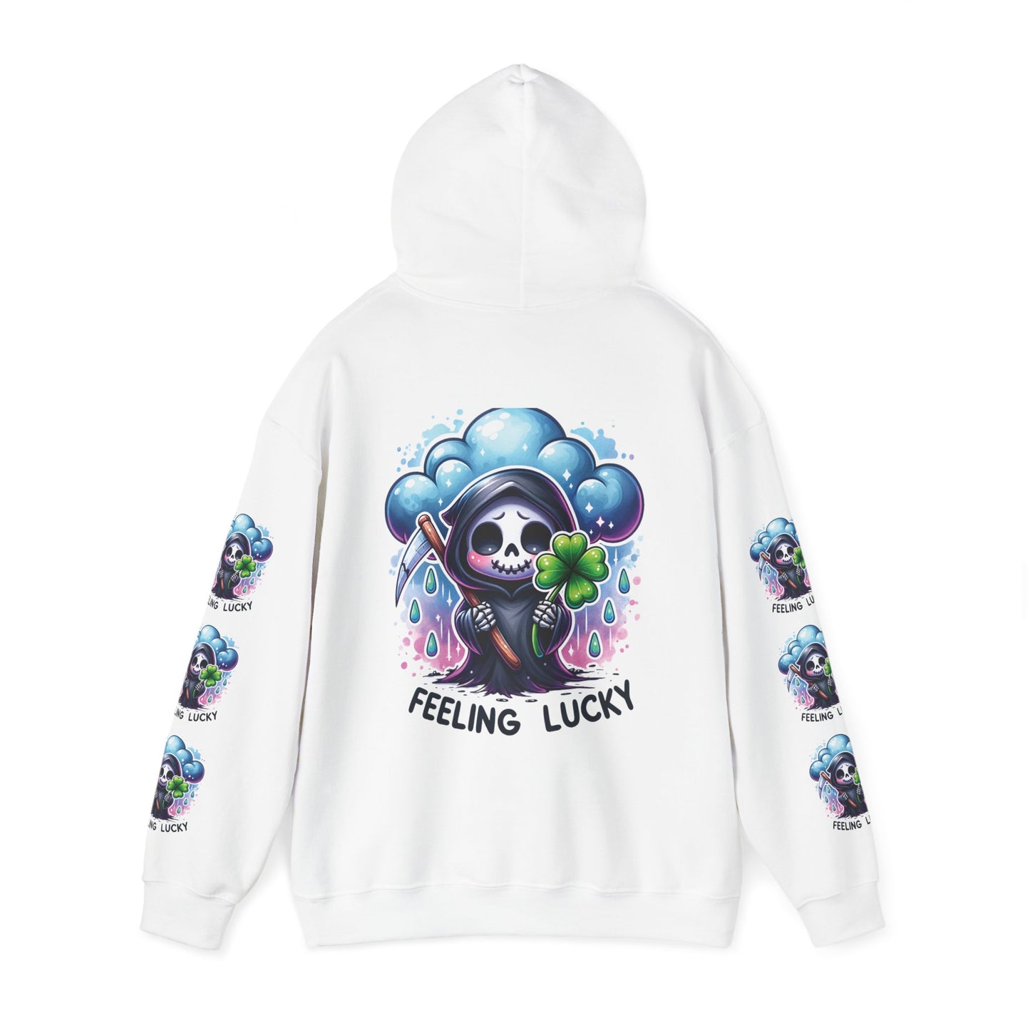 Feeling lucky,  Unisex Heavy Blend™ Hooded Sweatshirt (side arm design)