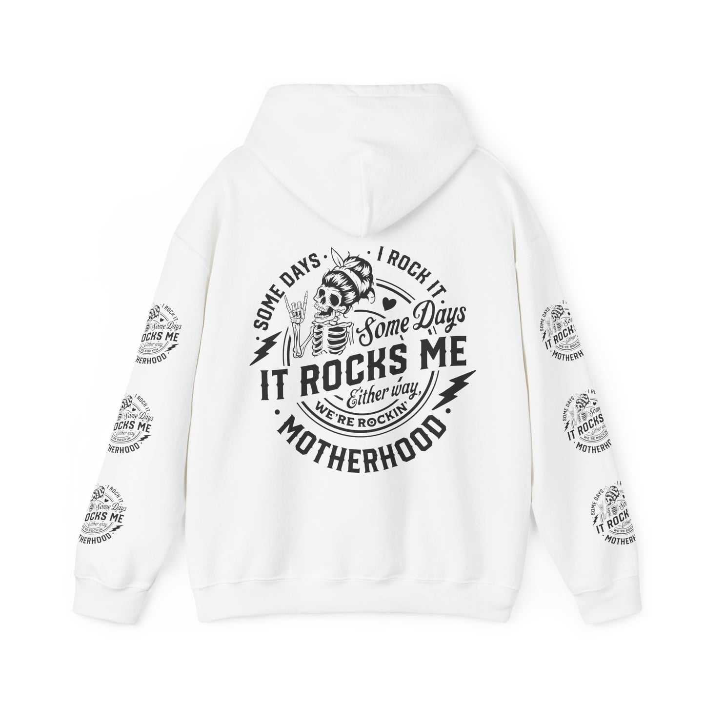 Rocking motherhood ,  Unisex Heavy Blend™ Hooded Sweatshirt (side arm design)