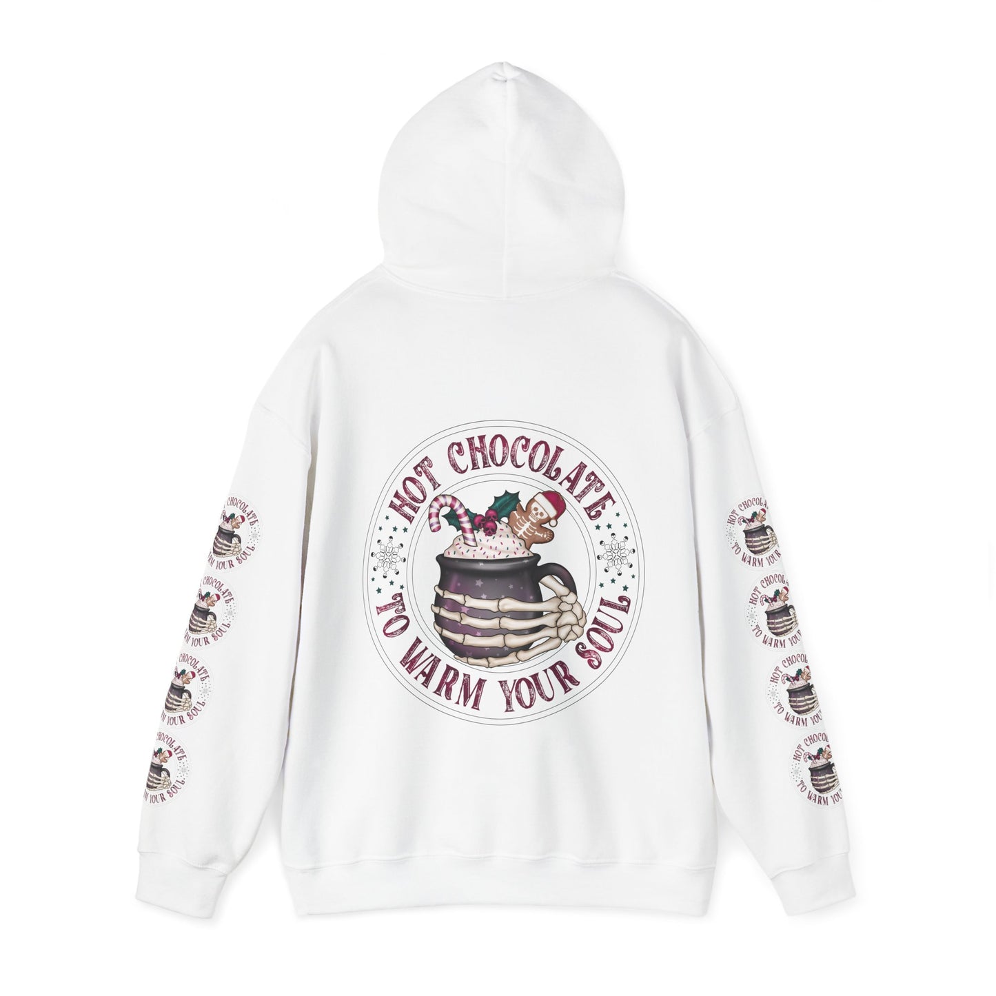 Hot chocolate to warm up my soul,  Unisex Heavy Blend™ Hooded Sweatshirt (side arm design)