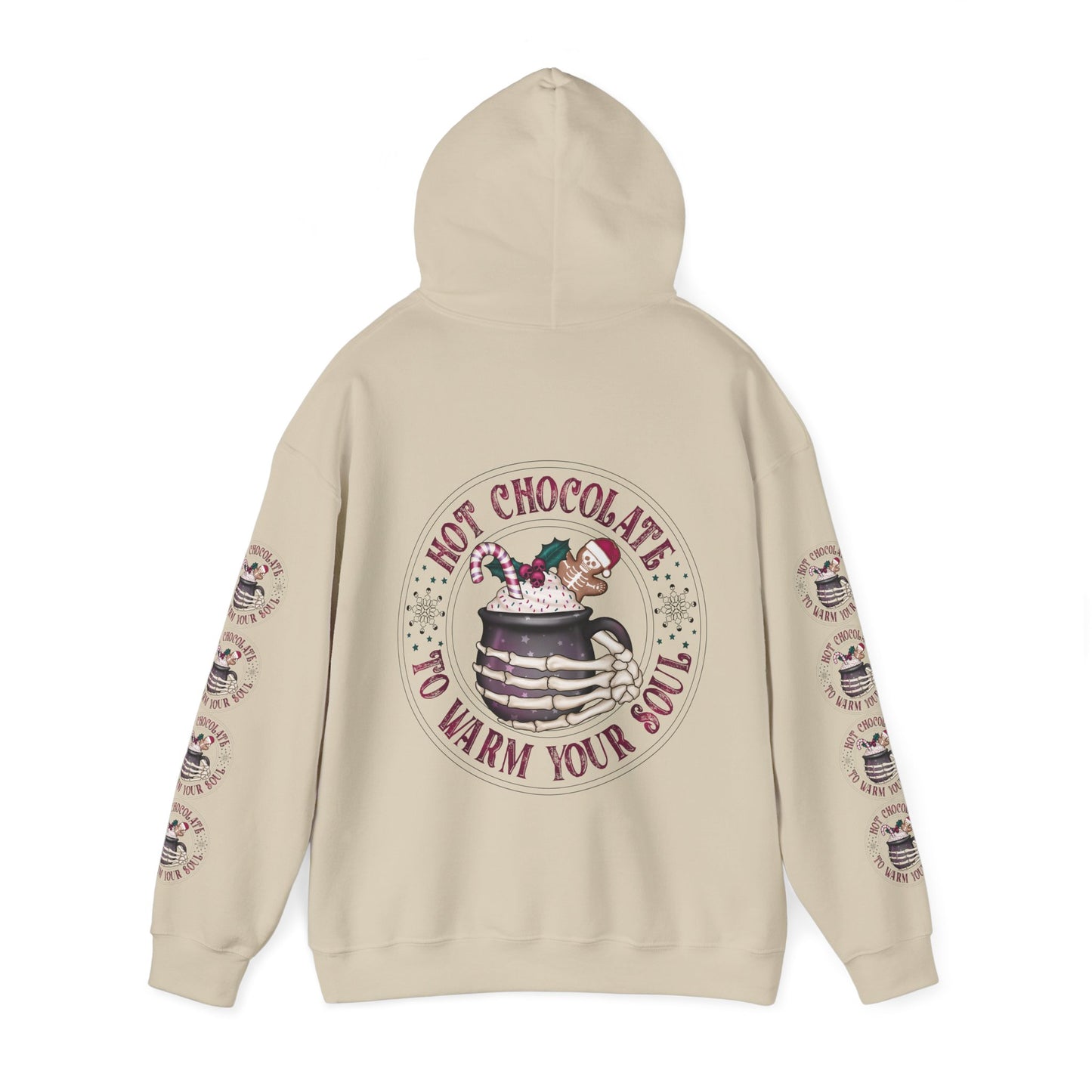 Hot chocolate to warm up my soul,  Unisex Heavy Blend™ Hooded Sweatshirt (side arm design)