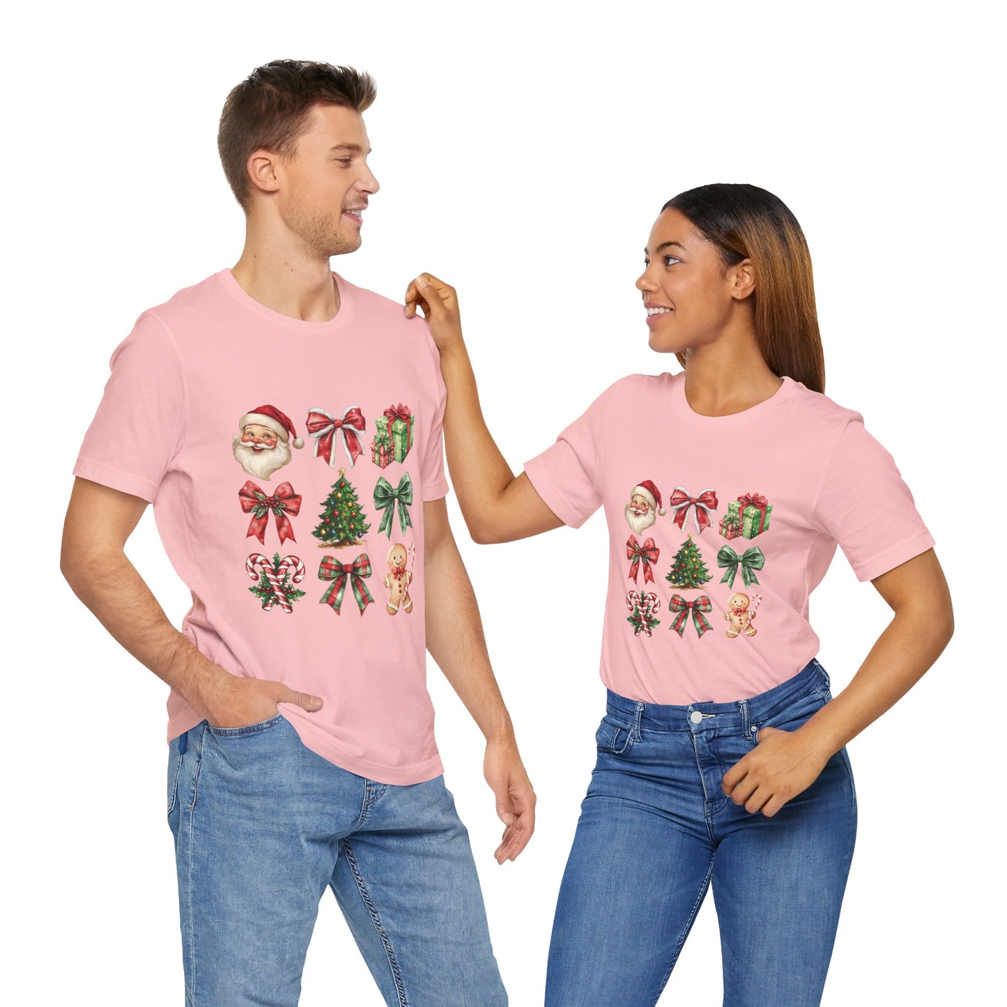 Christmas and bows , Unisex Jersey Short Sleeve Tee ( no sleeve design)