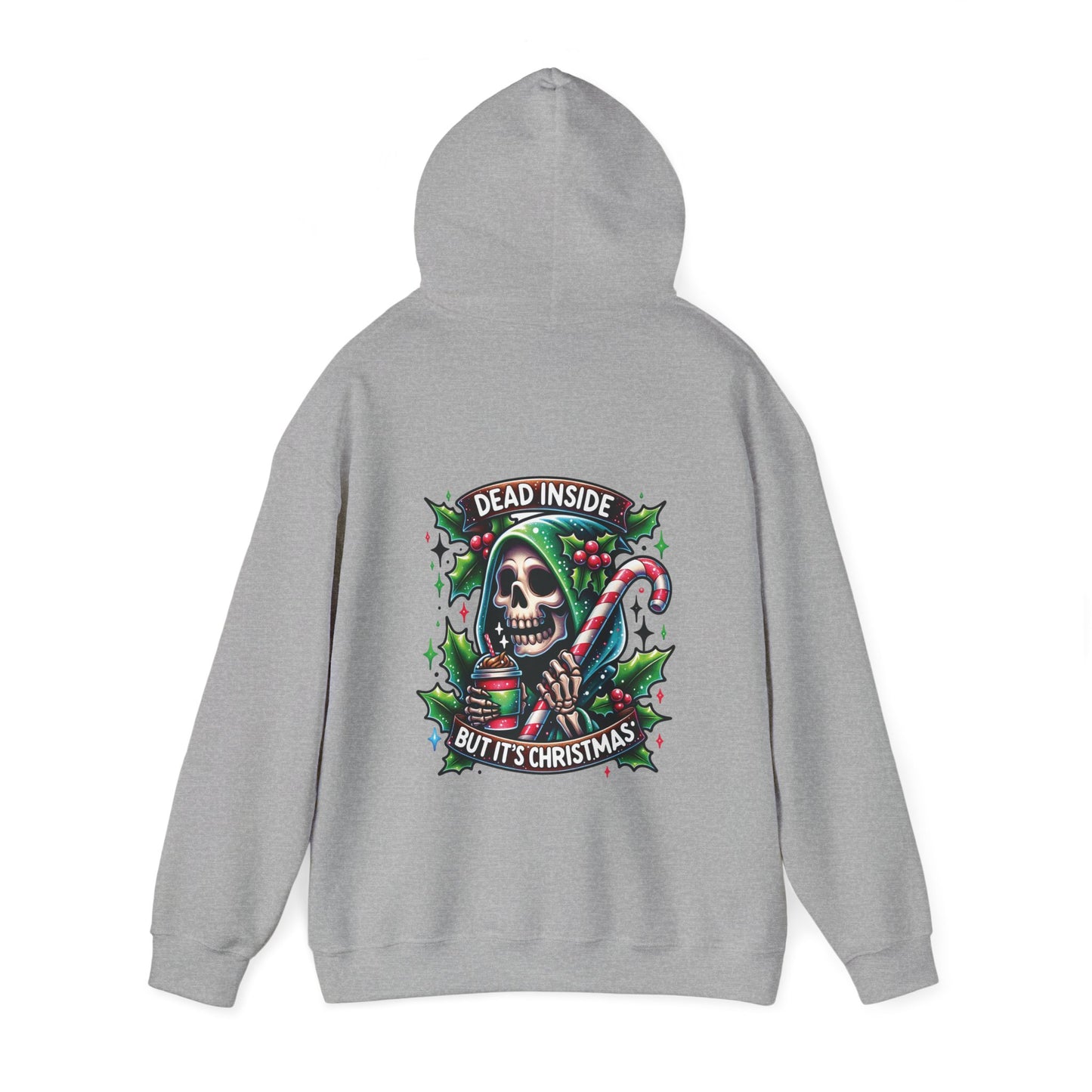 Dead inside but it’s Christmas,  Unisex Heavy Blend™ Hooded Sweatshirt (no sleeve arm design)