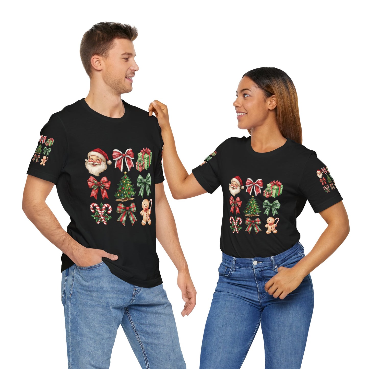 Christmas and bows, Unisex Jersey Short Sleeve Tee