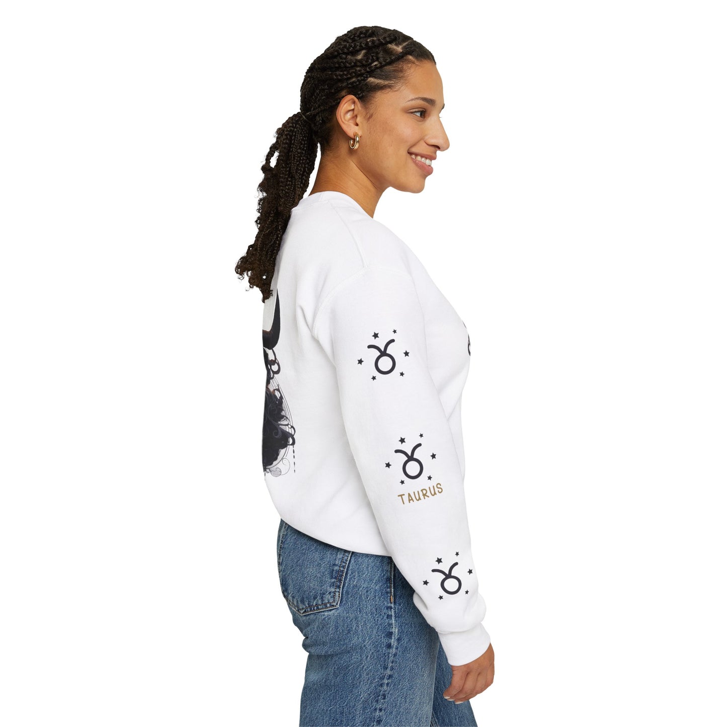 Taurus , ™ Crewneck Sweatshirt (Sleeve design )