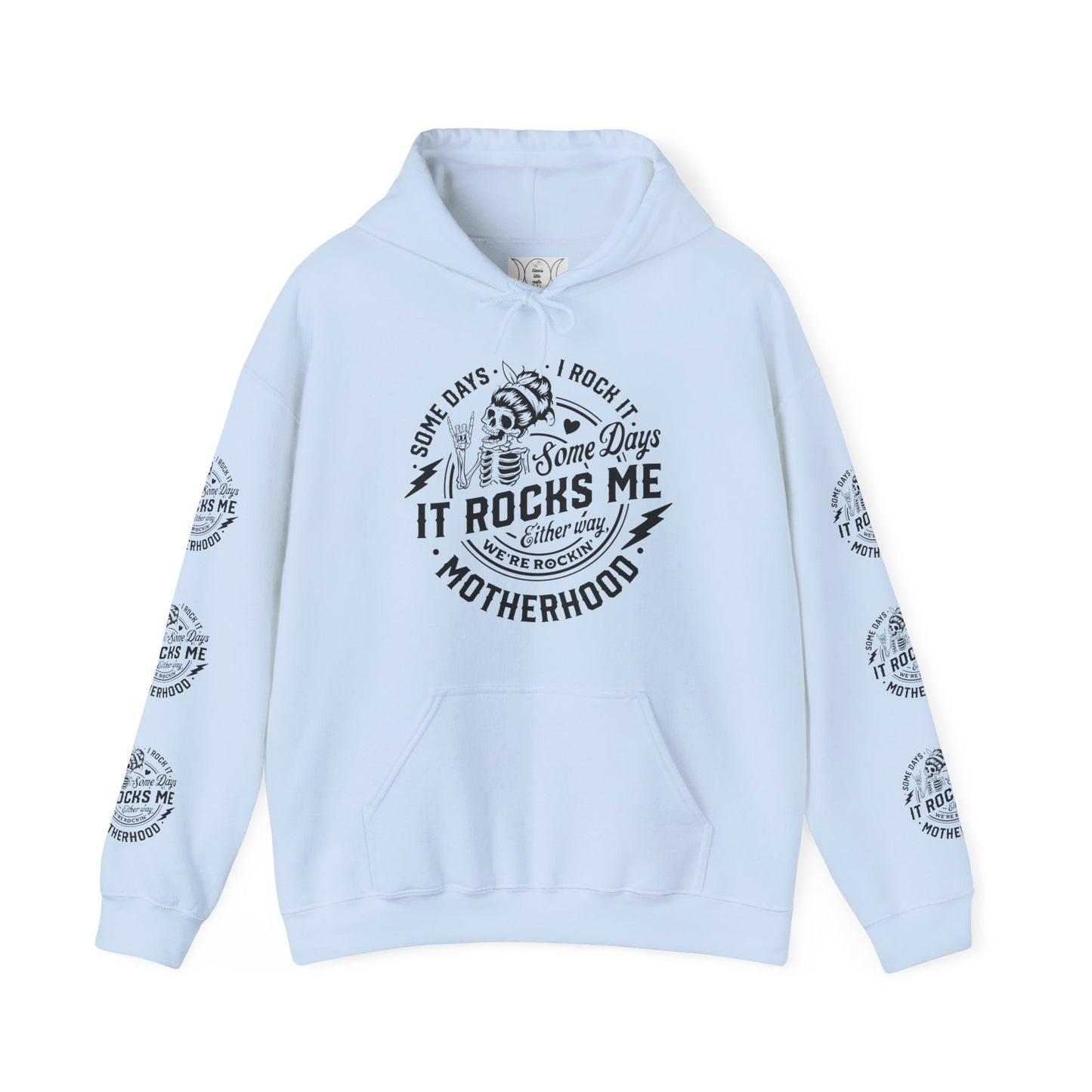 Rocking motherhood ,  Unisex Heavy Blend™ Hooded Sweatshirt (side arm design)