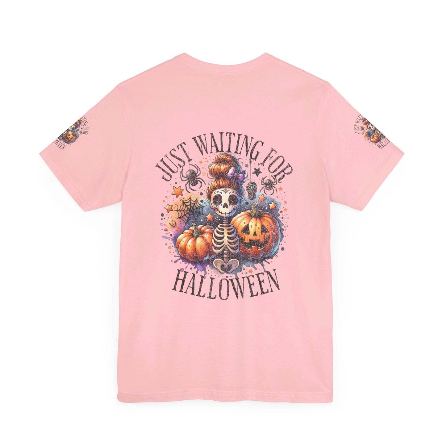 Just waiting for Halloween, Unisex Jersey Short Sleeve Tee (sleeve design)