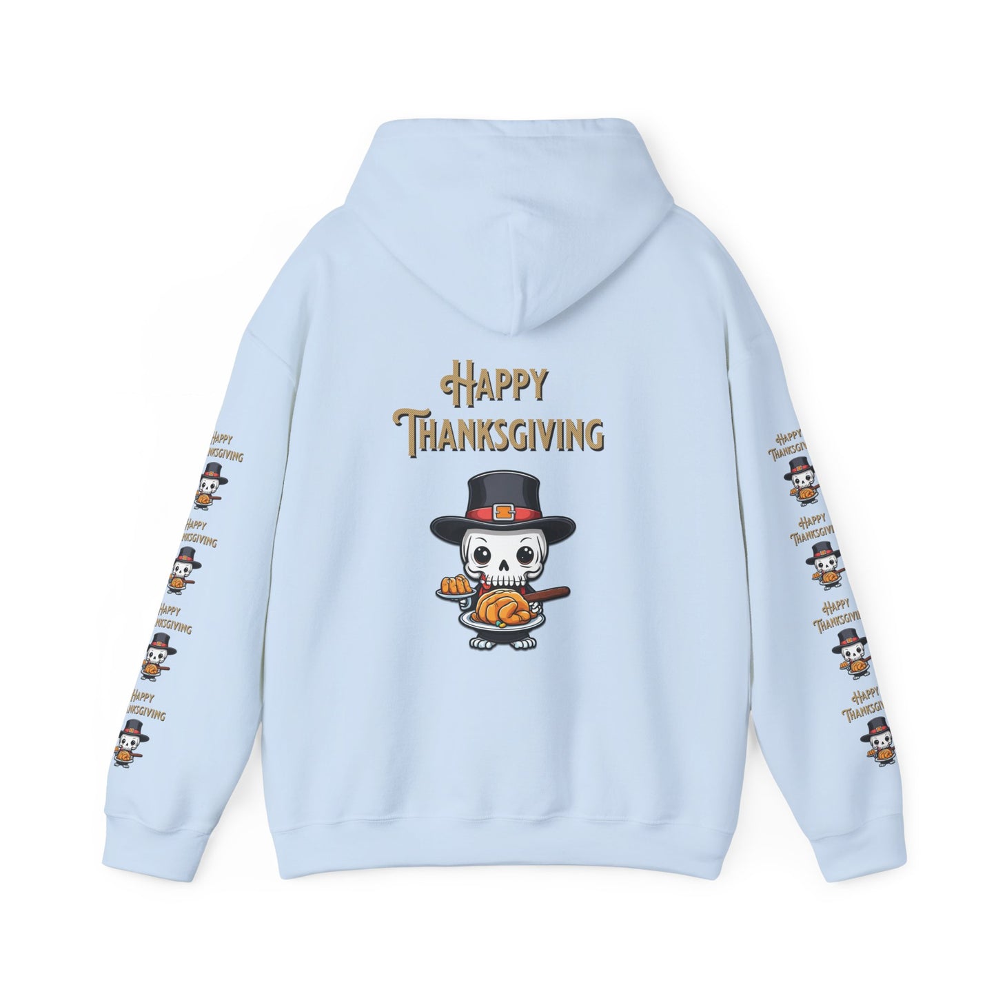 Happy thanksgiving,  Unisex Heavy Blend™ Hooded Sweatshirt (side arm design)