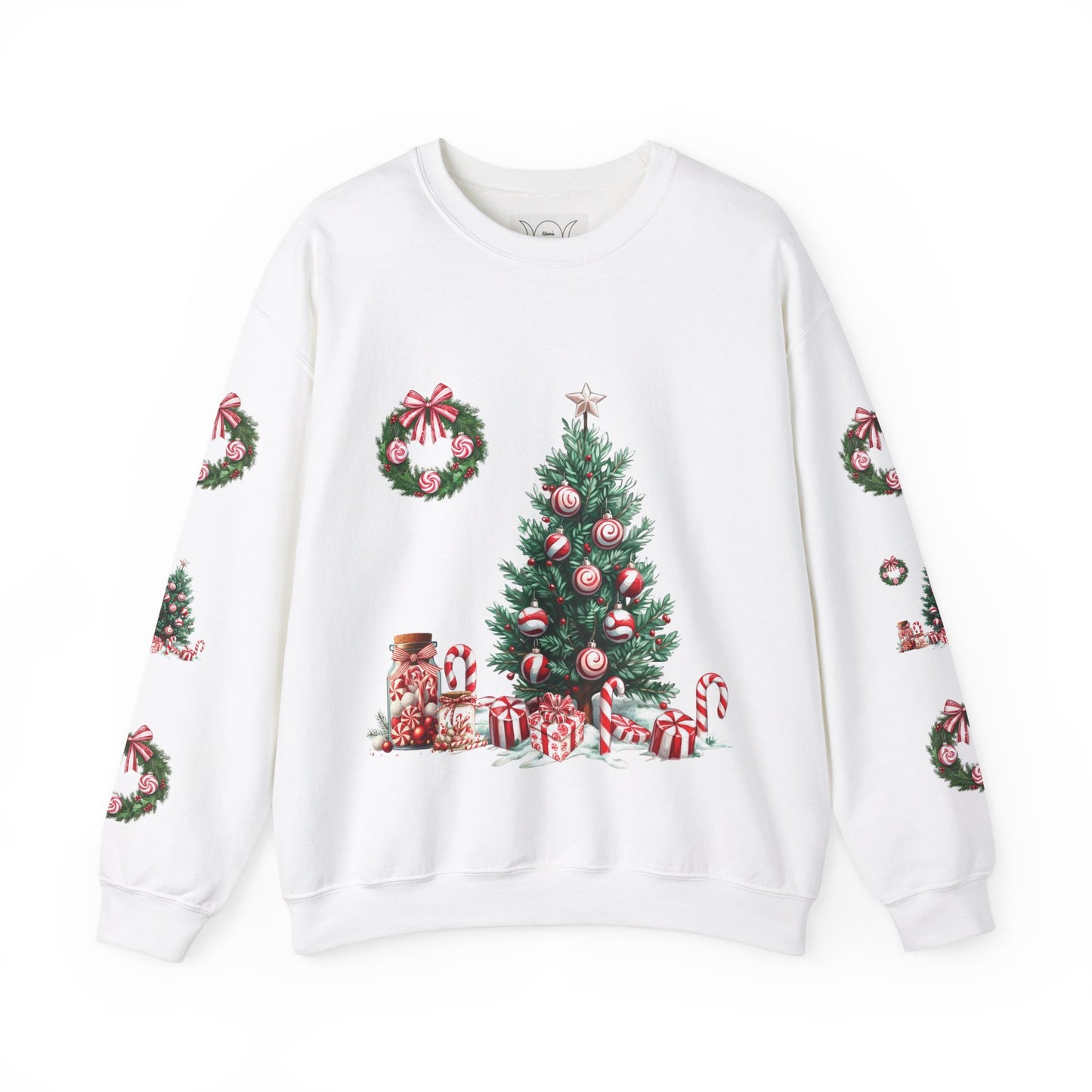 Peppermint Christmas, ™ Crewneck Sweatshirt ( sleeve design )