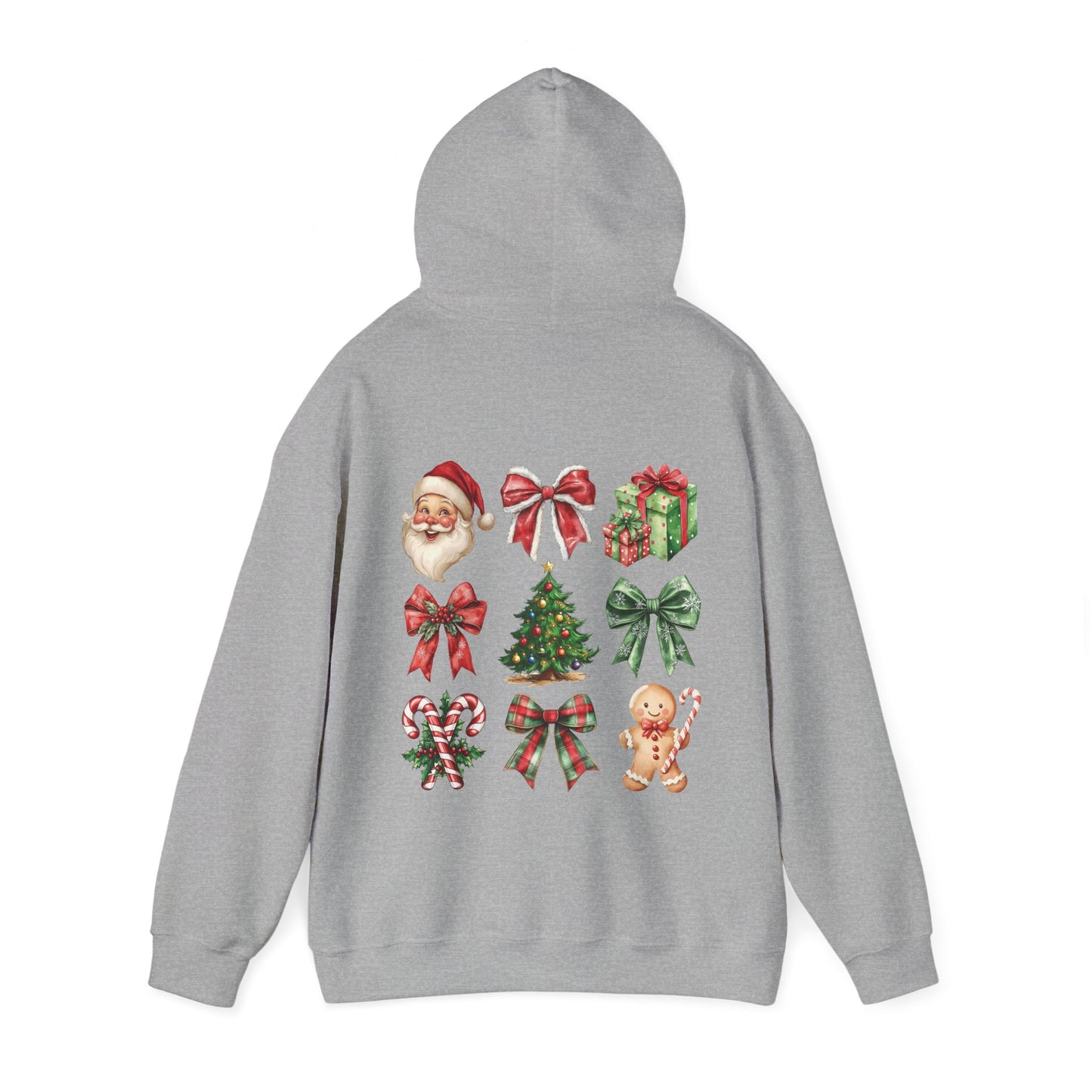 Christmas and bows ,  Unisex Heavy Blend™ Hooded Sweatshirt (no sleeve arm design)