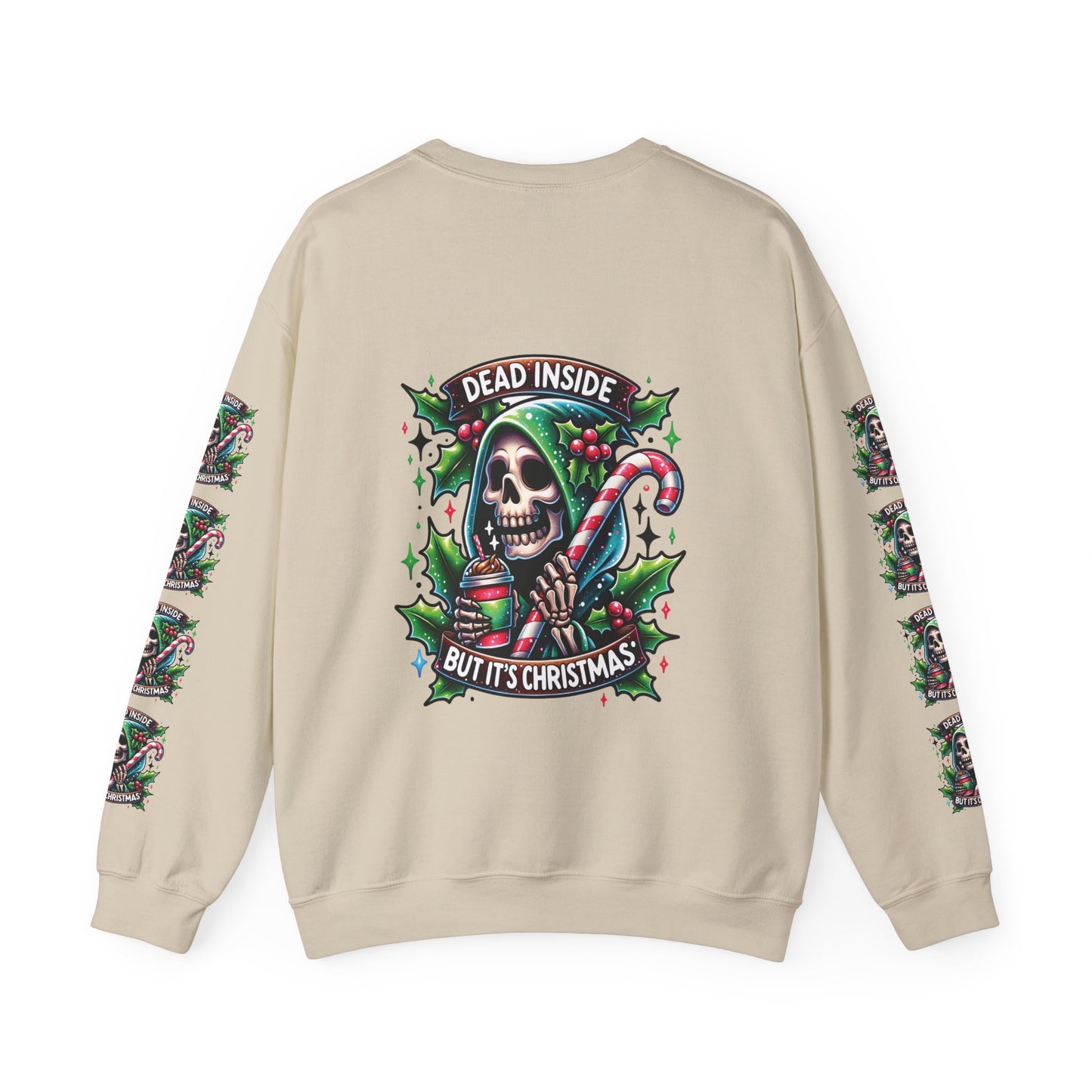 Dead inside but it’s Christmas, ™ Crewneck Sweatshirt ( sleeve design )