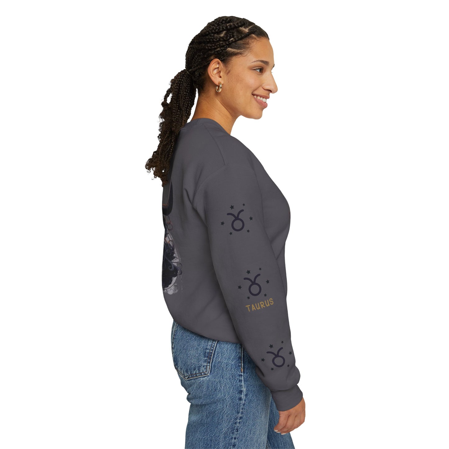 Taurus , ™ Crewneck Sweatshirt (Sleeve design )