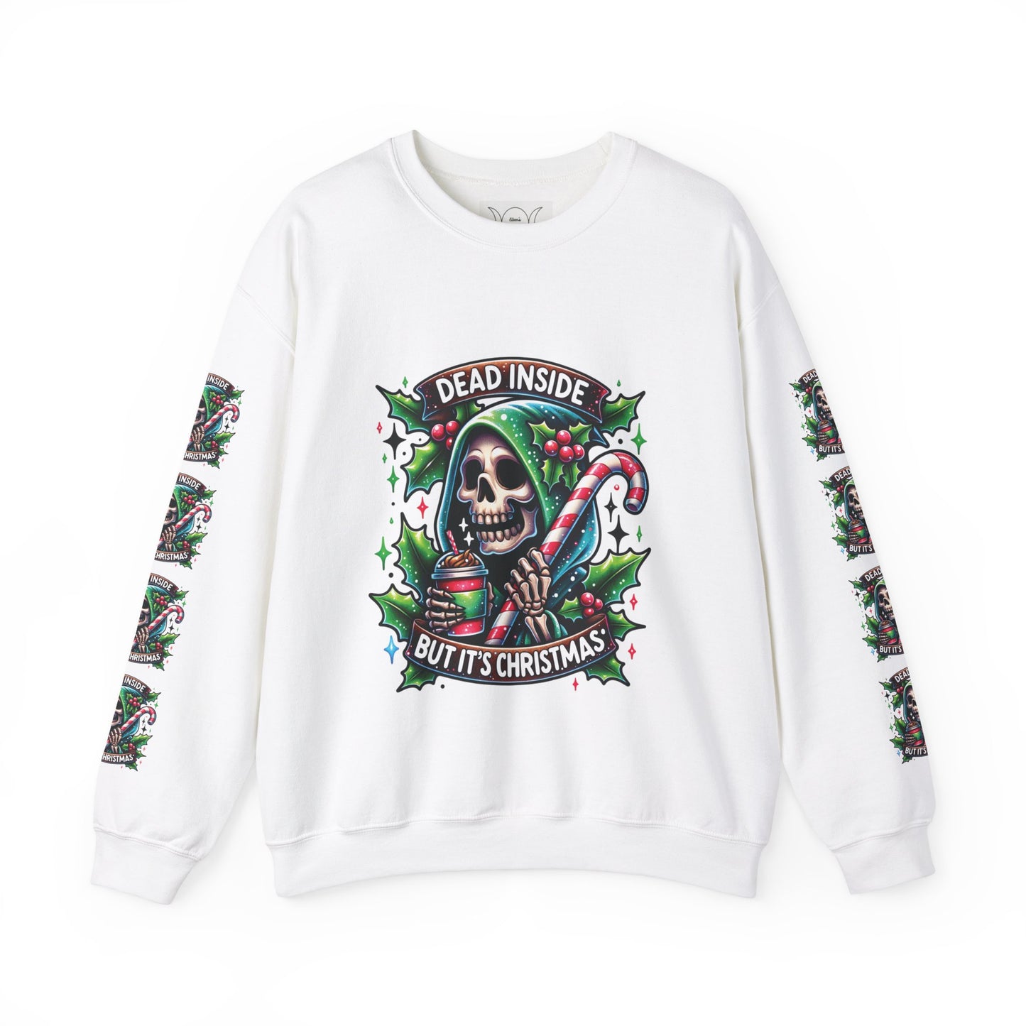 Dead inside but it’s Christmas, ™ Crewneck Sweatshirt ( sleeve design )