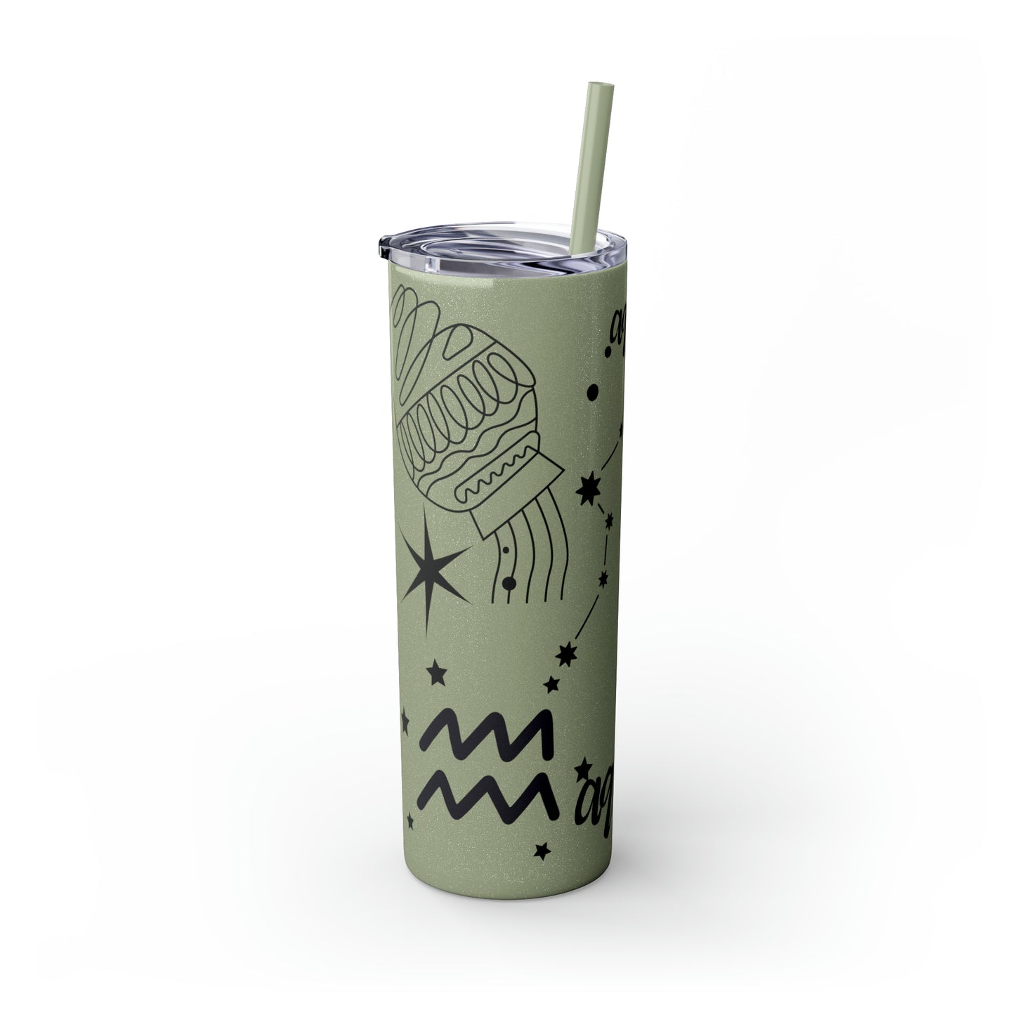 Aquarius, Skinny Tumbler with Straw, 20oz