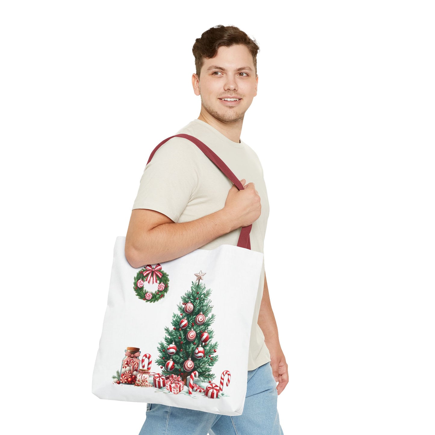 Peppermint Christmas, Tote Bag (AOP)