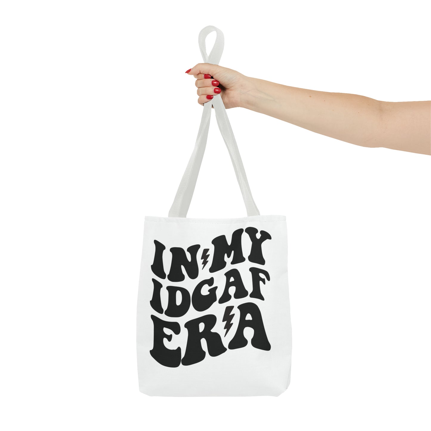 In my IDGAF era, Tote Bag (AOP)