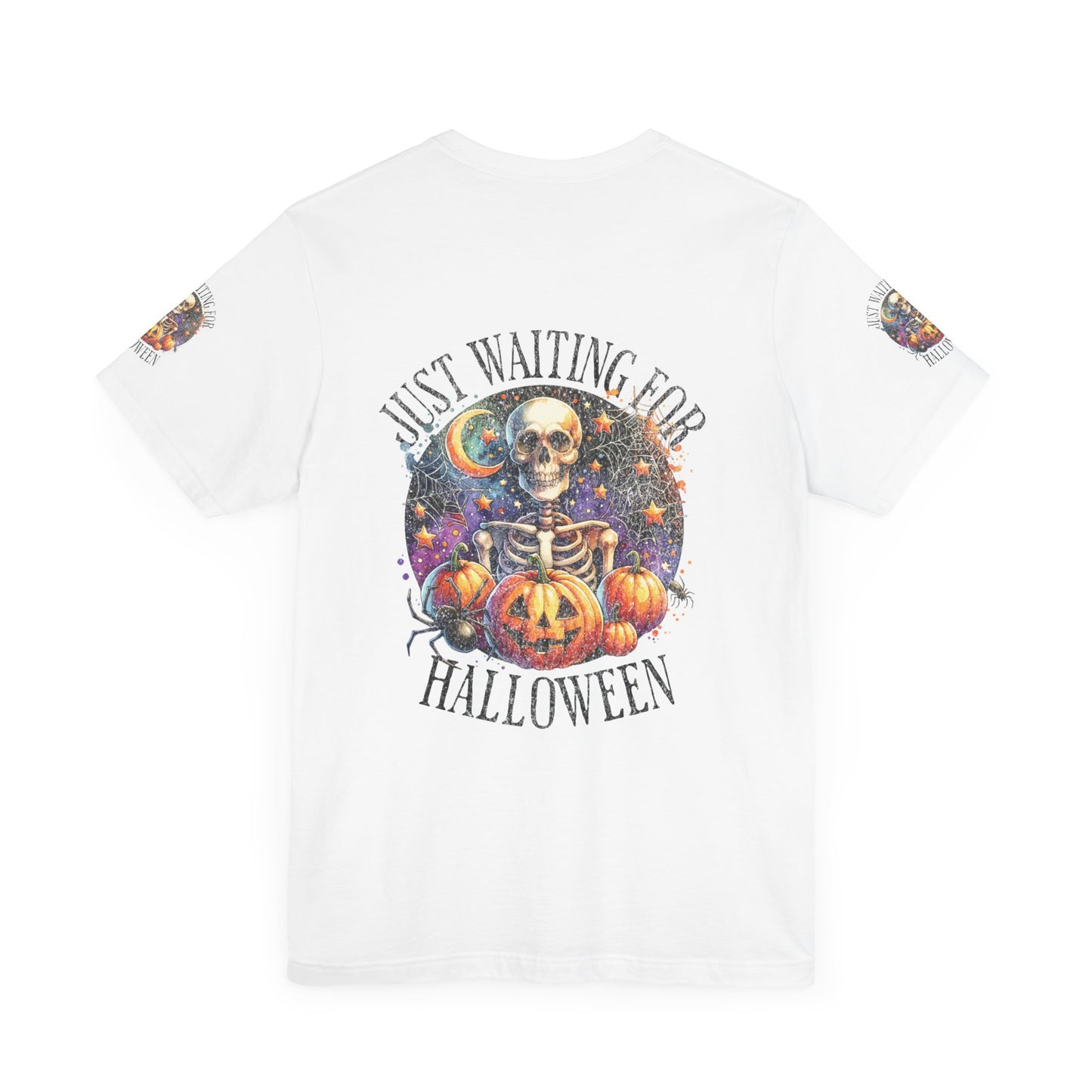 Just waiting for Halloween, Unisex Jersey Short Sleeve Tee (sleeve design)