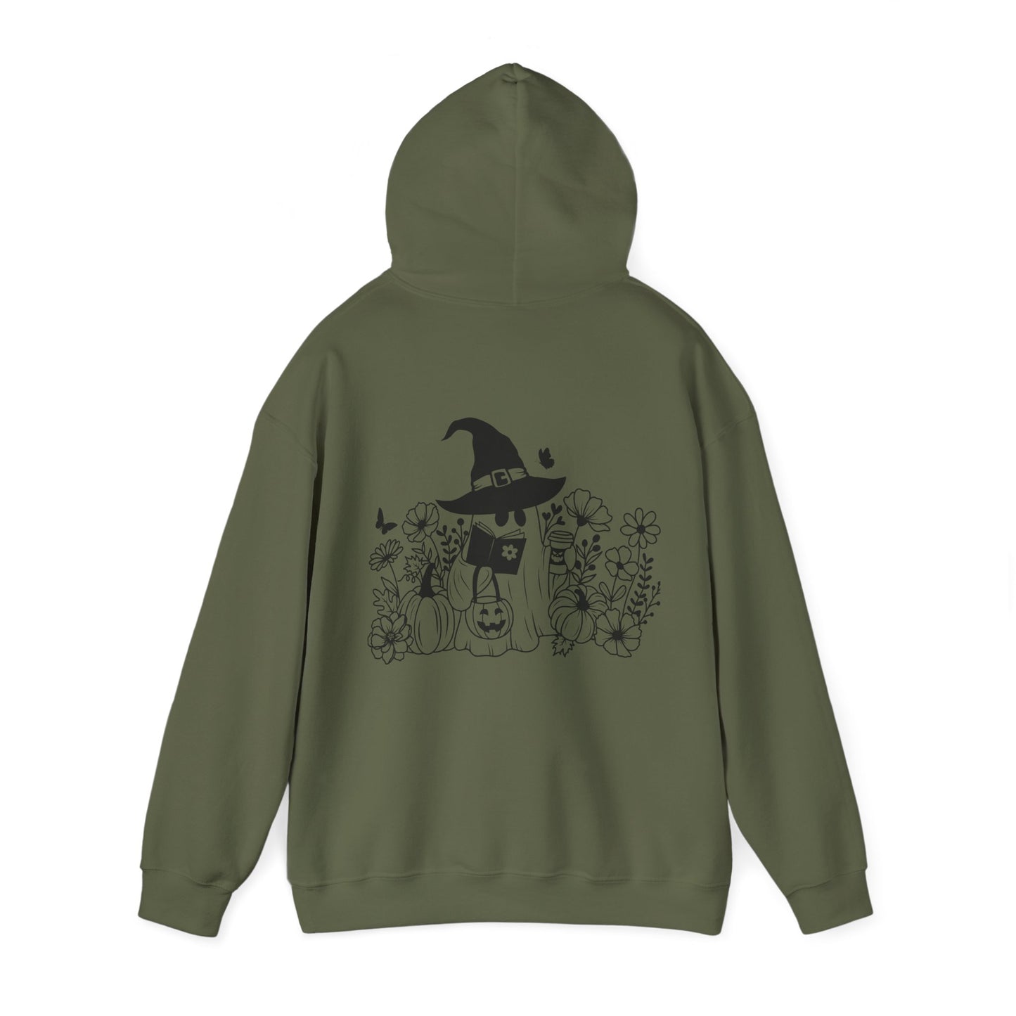 Cozy boo reading,  Unisex Heavy Blend™ Hooded Sweatshirt (no side arm design)