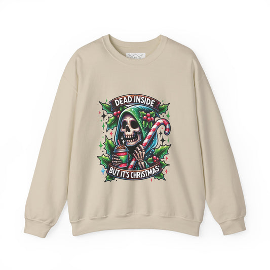 Dead inside but it’s Christmas, ™ Crewneck Sweatshirt ( sleeve design )