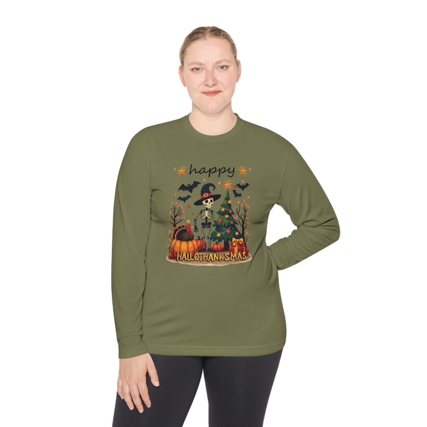 Happy hellothanksmas,  Unisex Lightweight Long Sleeve Tee