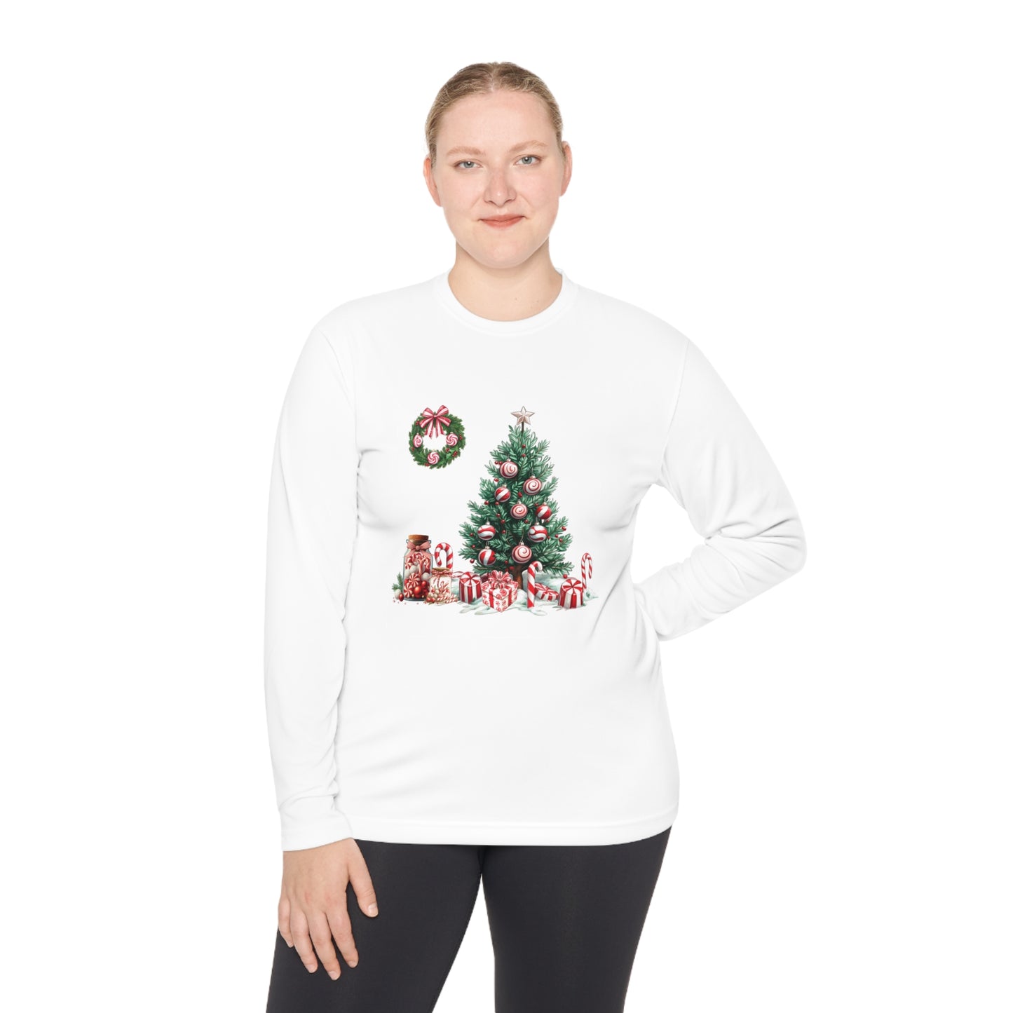 Peppermint Christmas,  Unisex Lightweight Long Sleeve Tee