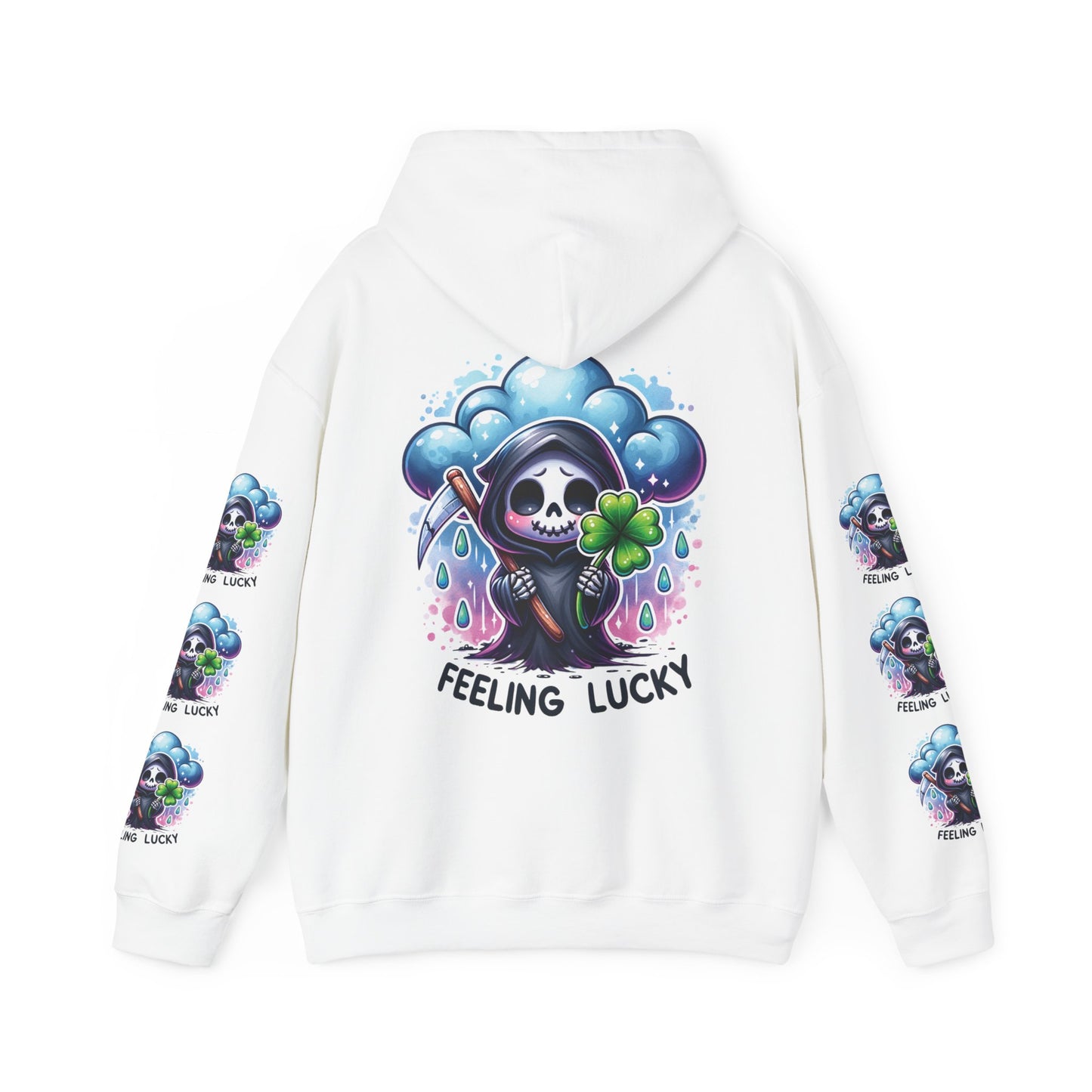 Feeling lucky,  Unisex Heavy Blend™ Hooded Sweatshirt (side arm design)