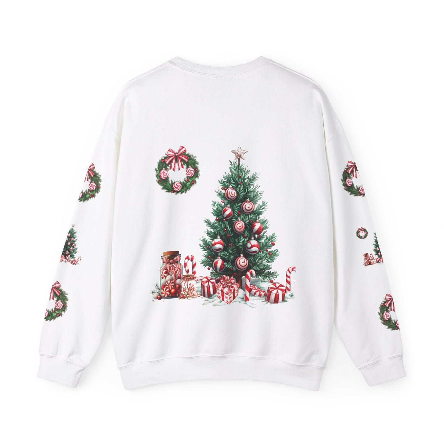 Peppermint Christmas, ™ Crewneck Sweatshirt ( sleeve design )