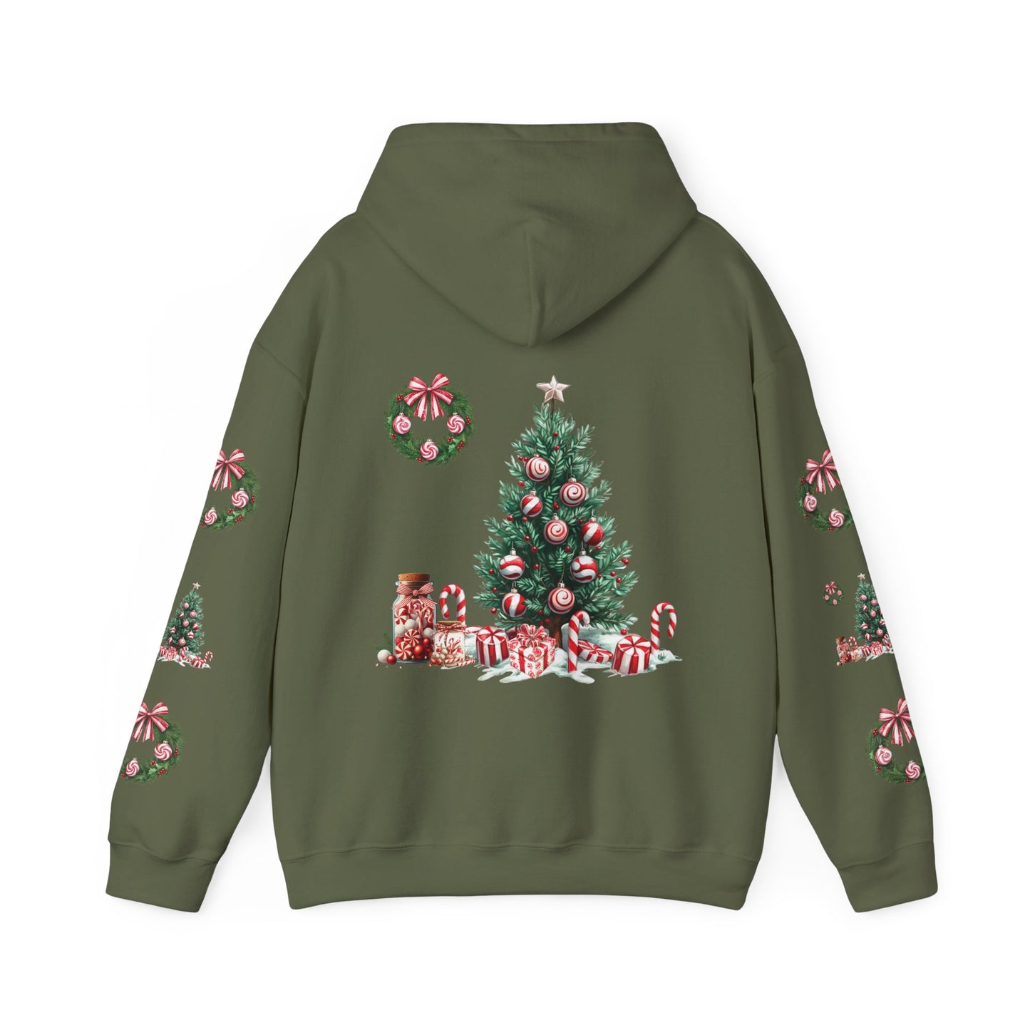 Peppermint Christmas,  Unisex Heavy Blend™ Hooded Sweatshirt (no side arm design)