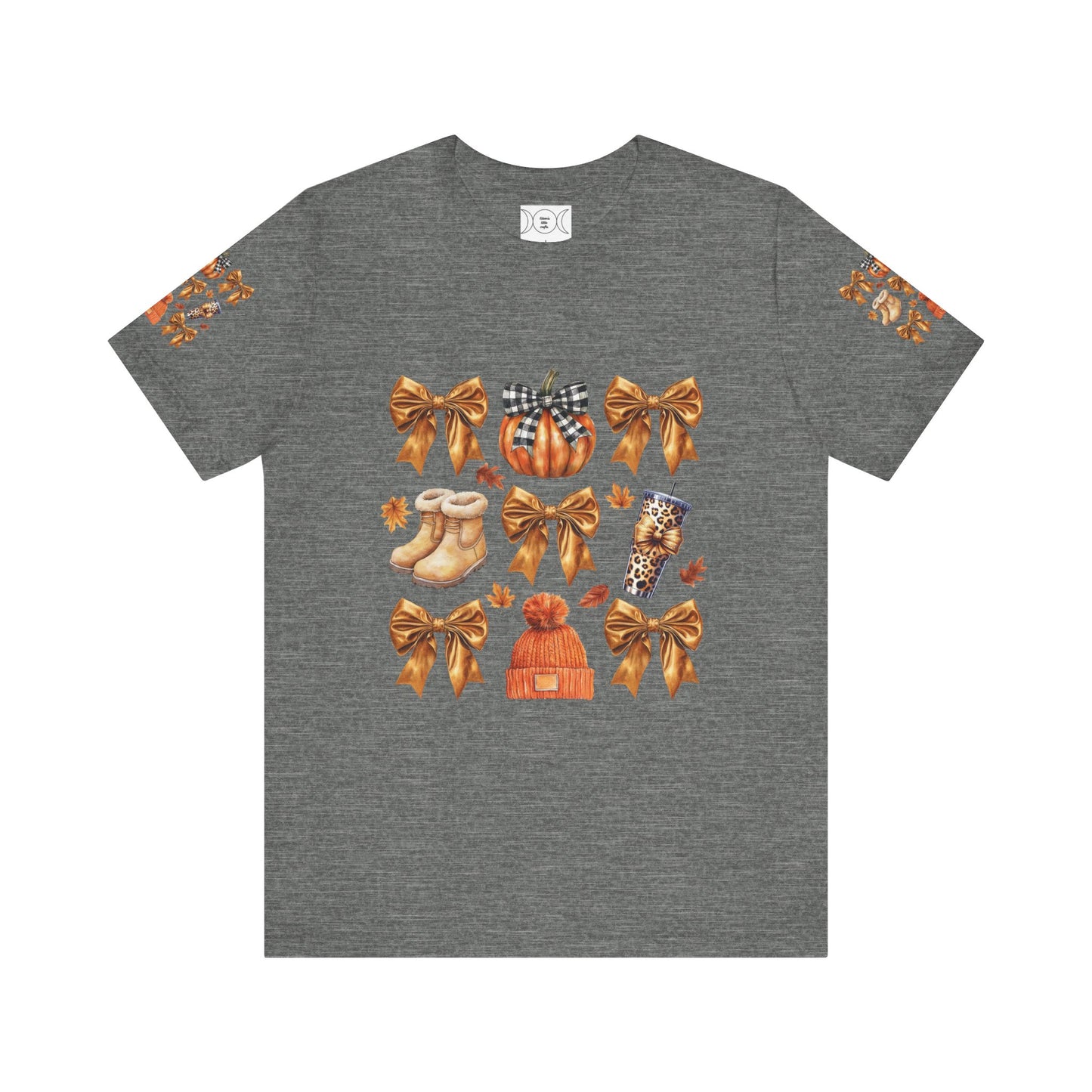 Fall and bows , Unisex Jersey Short Sleeve Tee (sleeve design)