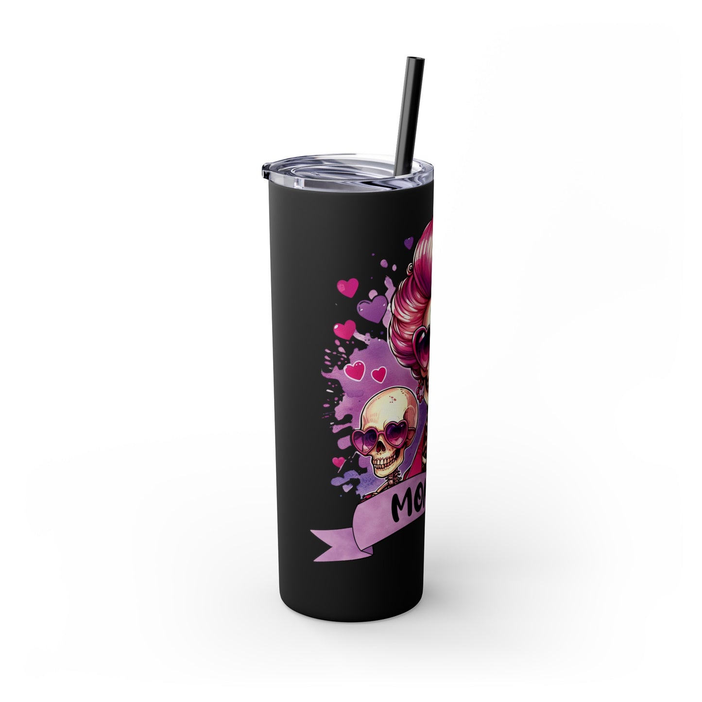 Mom life, Skinny Tumbler with Straw, 20oz