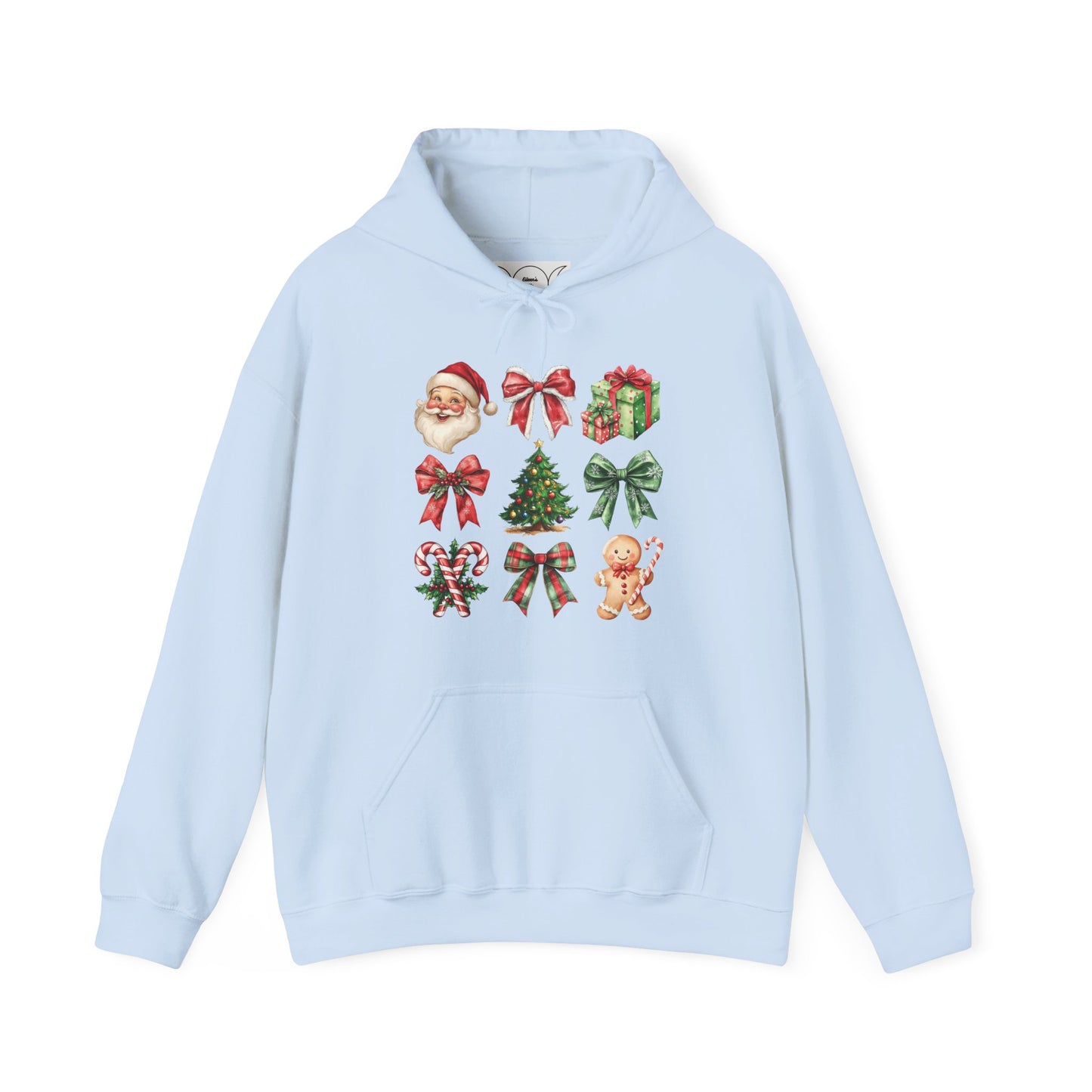 Christmas and bows ,  Unisex Heavy Blend™ Hooded Sweatshirt (no sleeve arm design)