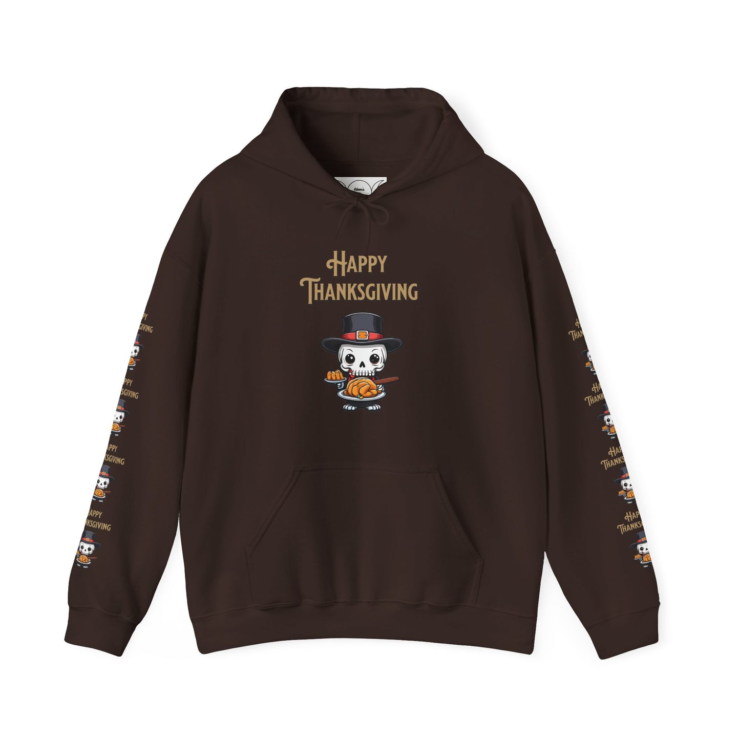 Happy thanksgiving,  Unisex Heavy Blend™ Hooded Sweatshirt (side arm design)